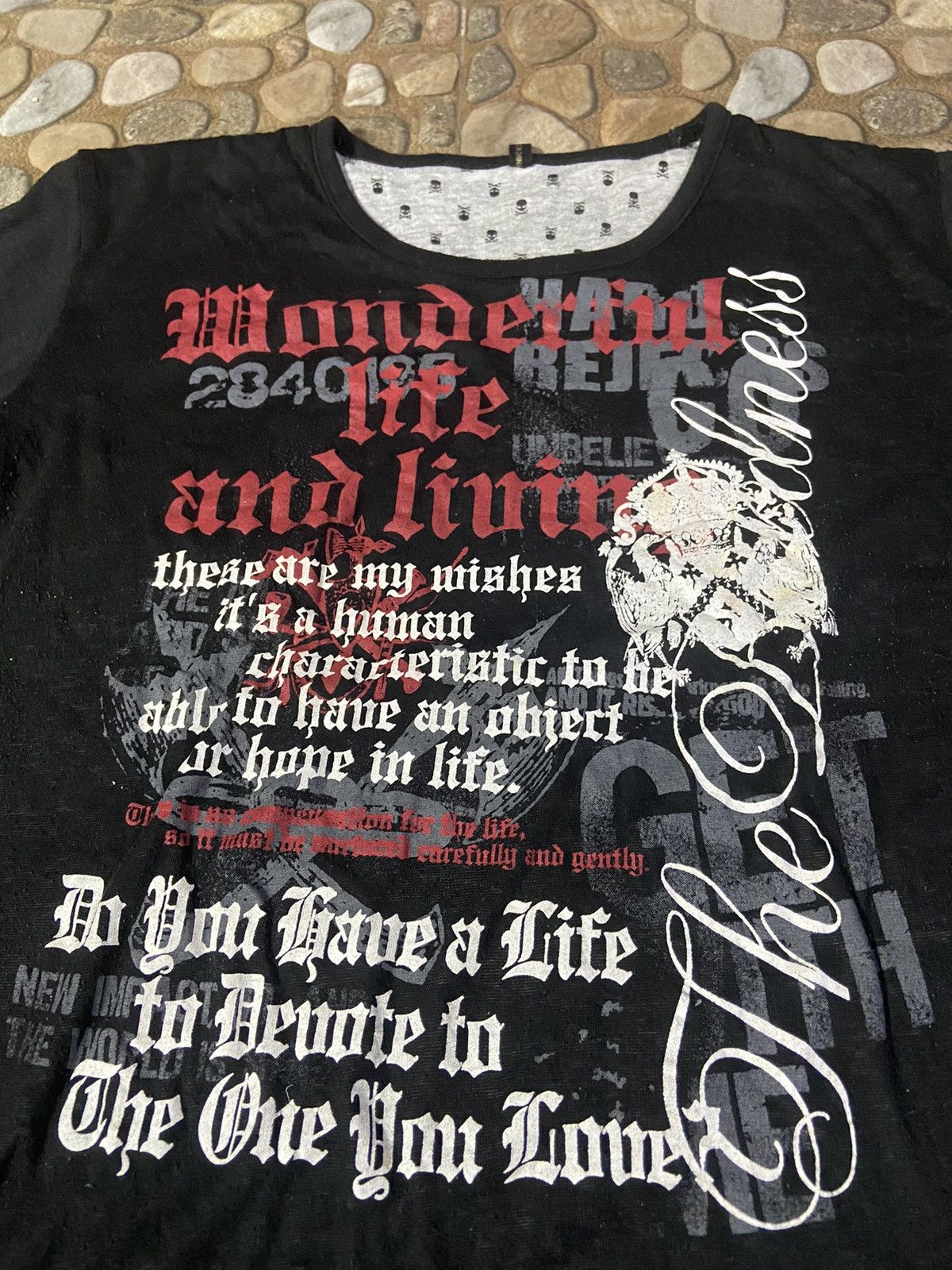 Hysteric Glamour VTG Y2K dangerous warning revesible t-shirt punk skulls Size US L / EU 52-54 / 3 - 5 Thumbnail