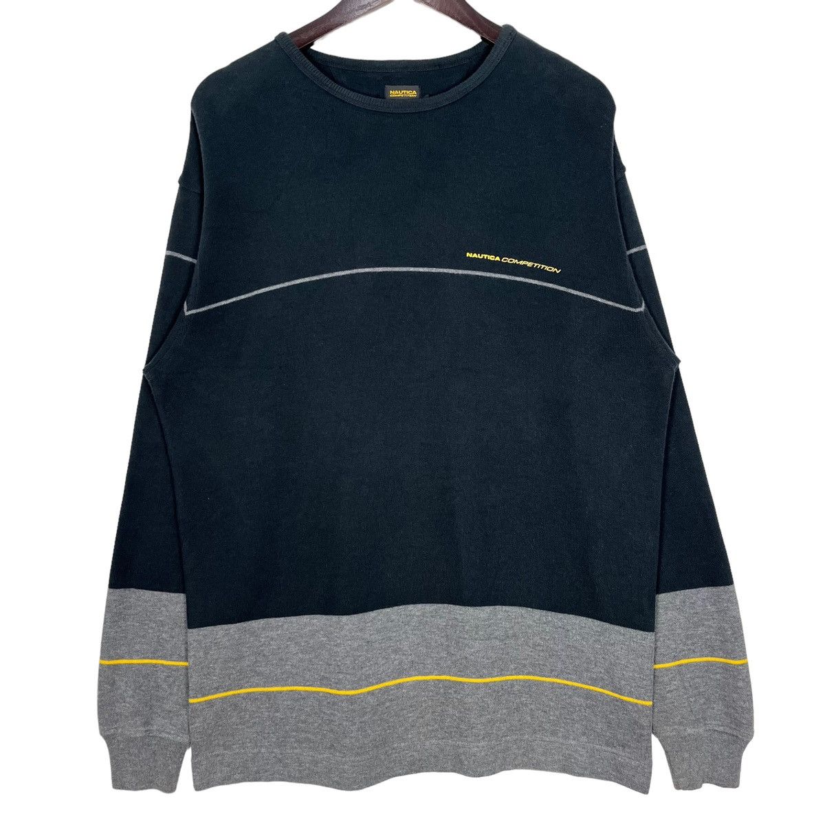 image of Nautica Competition Stripes Sweatshirt in Black/Grey, Men's (Size Medium)