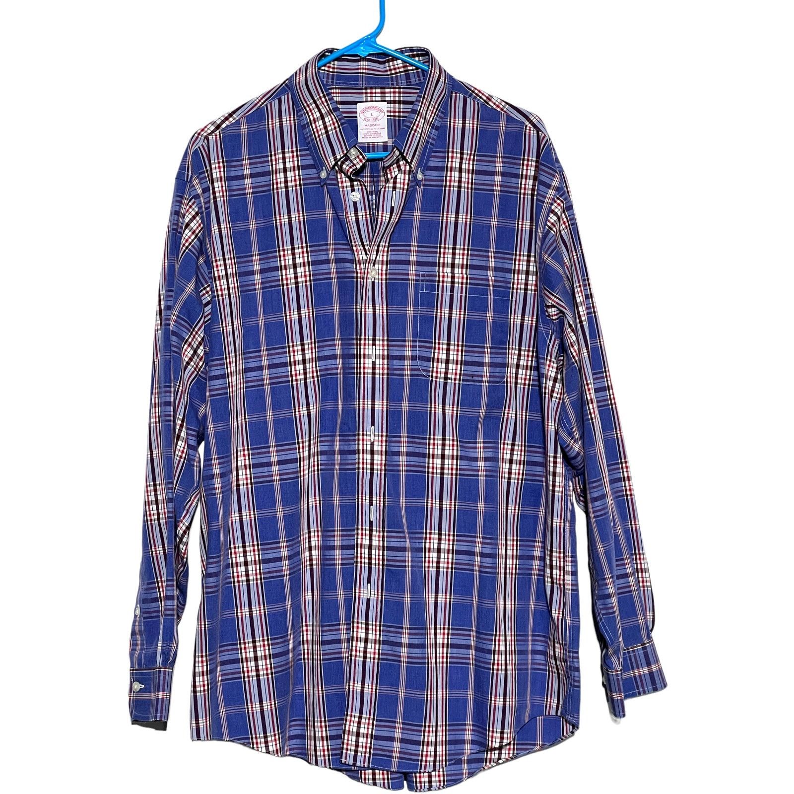 Brooks Brothers Brooks Brothers Madison Blue Red Plaid Cotton Shirt Size L Size US L / EU 52-54 / 3 - 4 Thumbnail