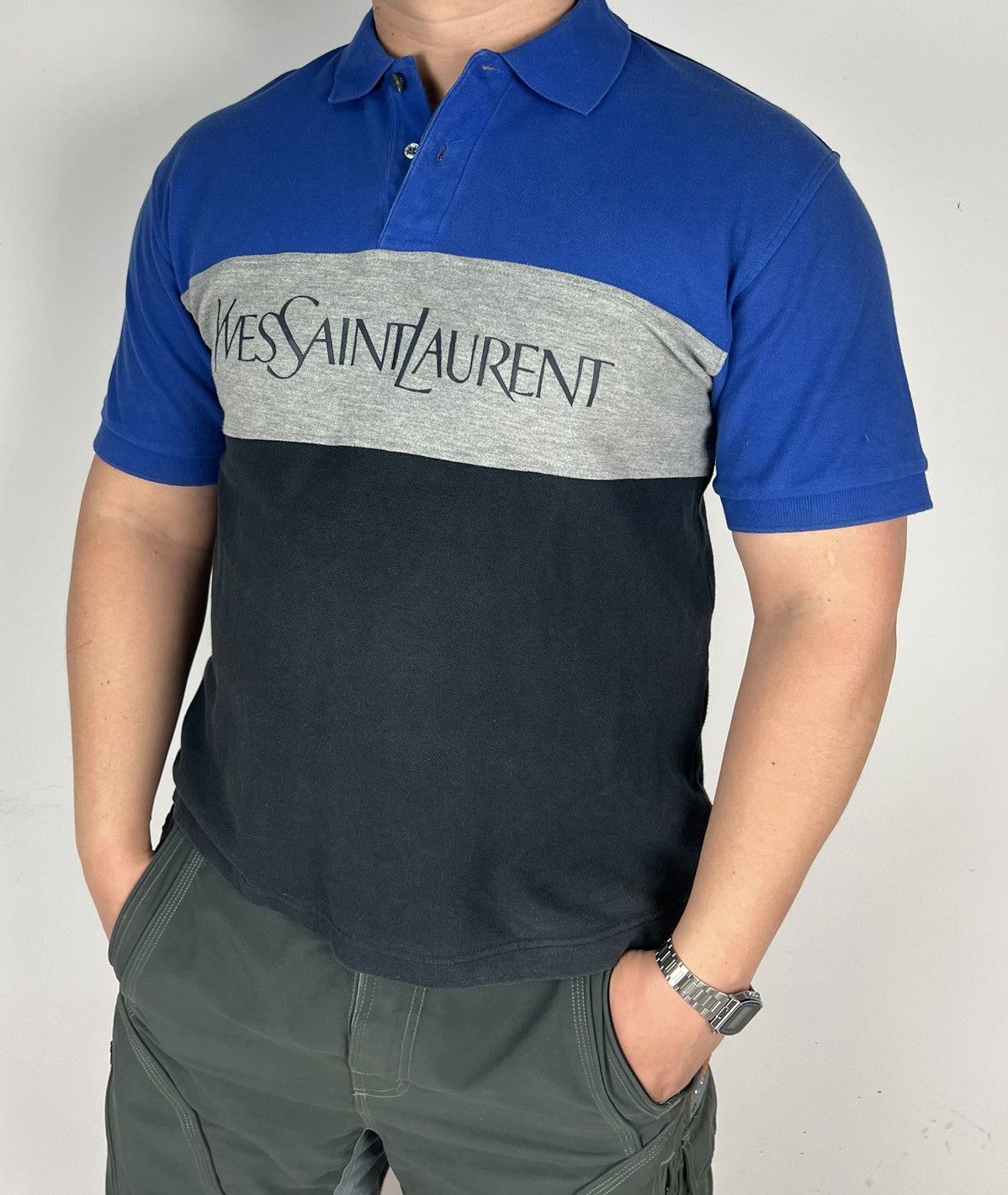 Yves Saint Laurent Vintage Yves Saint Laurent Polo Shirt Big Logo YSL Size US XL / EU 56 / 4 - 1 Thumbnail