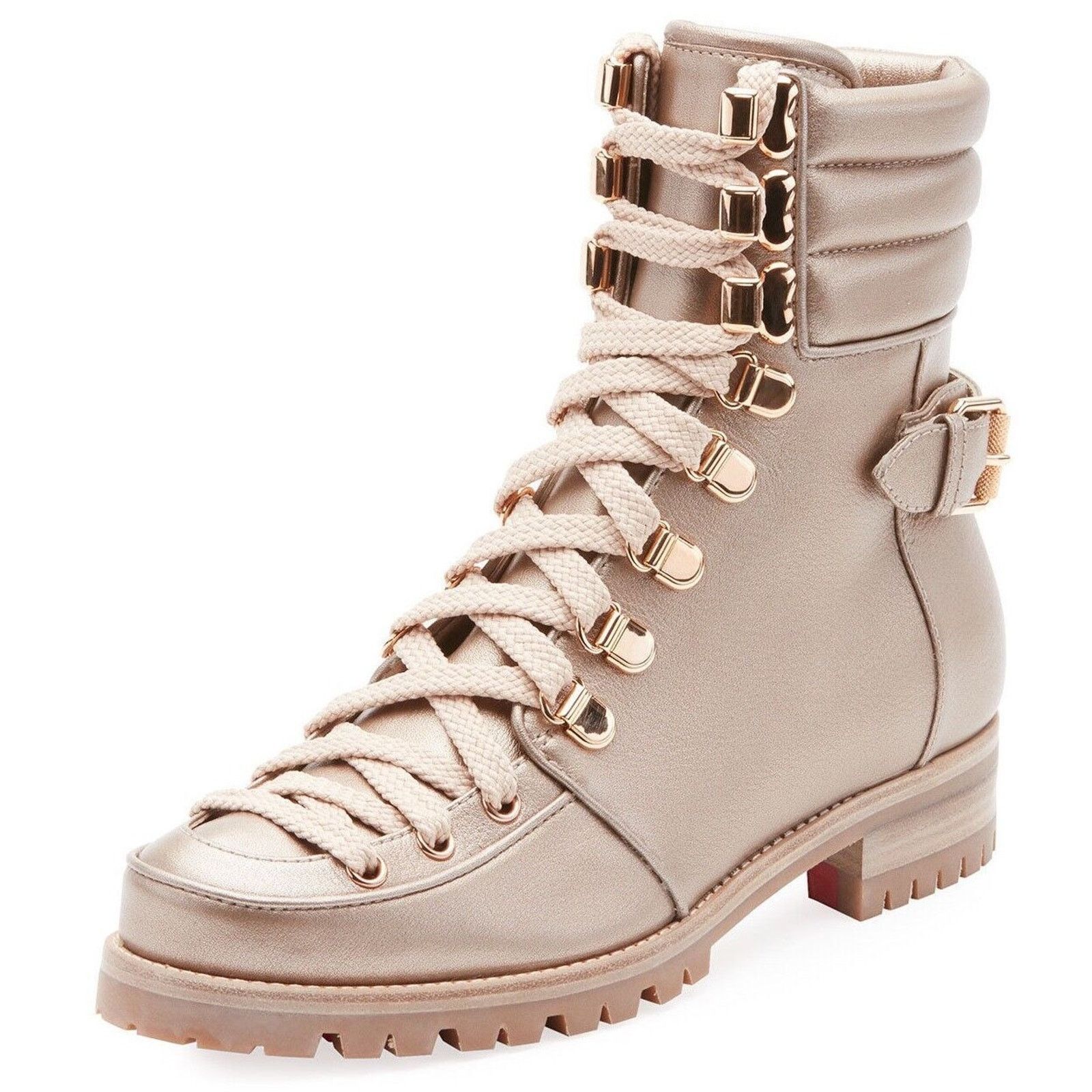 Christian Louboutin Christian Louboutin Who Runs Flat Colombe Gold Combat Size US 5.5 / IT 35.5 - 1 Thumbnail