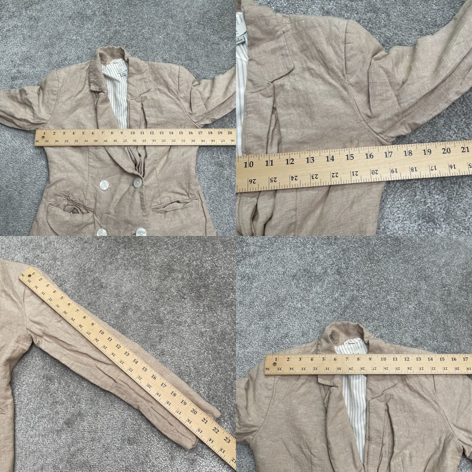 Vintage A New Day Blazer Shirt?️ Linen Blend Beige Double Breasted Women Regular XS? Size XS / US 0-2 / IT 36-38 - 8 Thumbnail