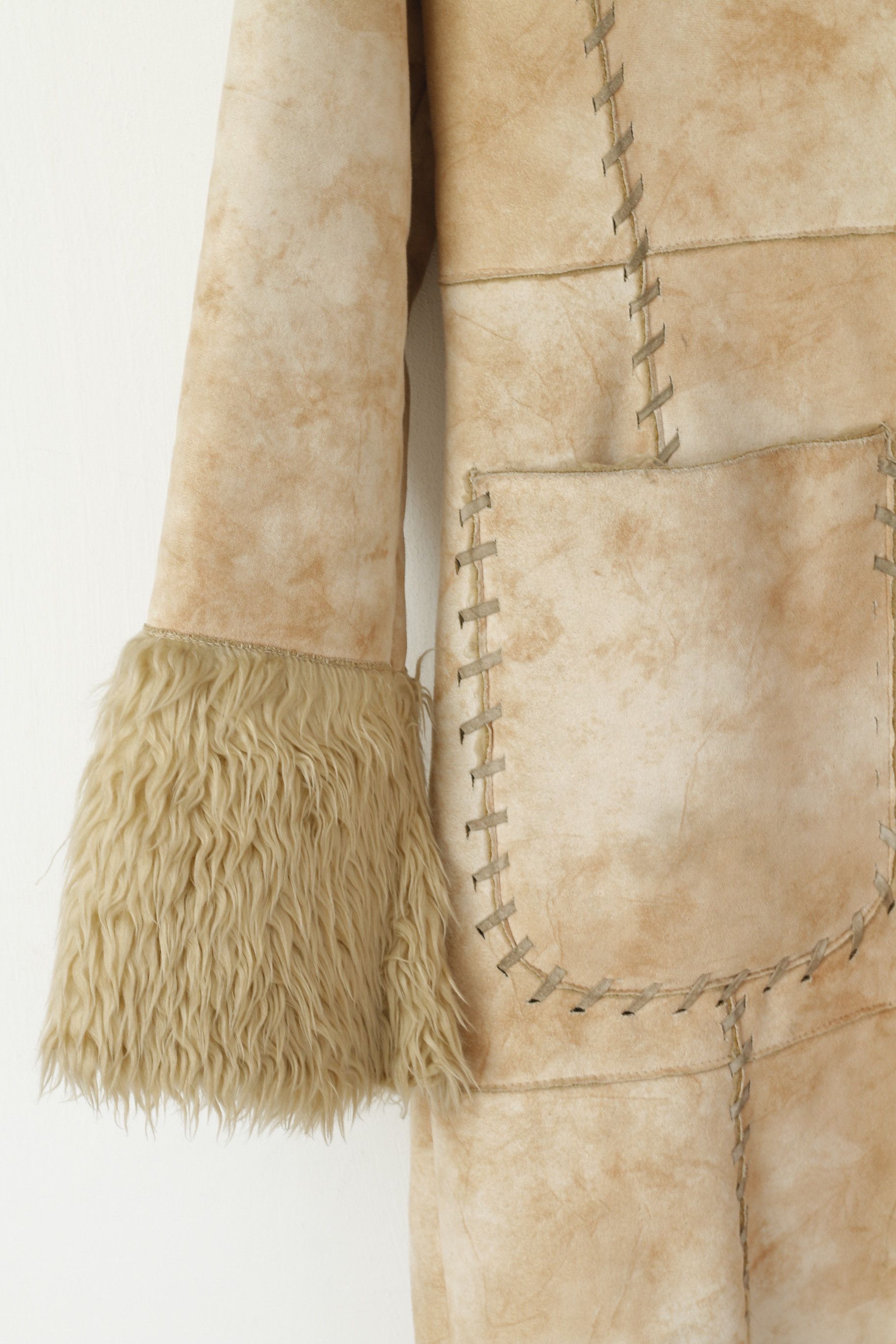 Vintage Amisu Womens 40 M Coat Beige Boho Long 2816 Size M / US 6-8 / IT 42-44 - 5 Thumbnail