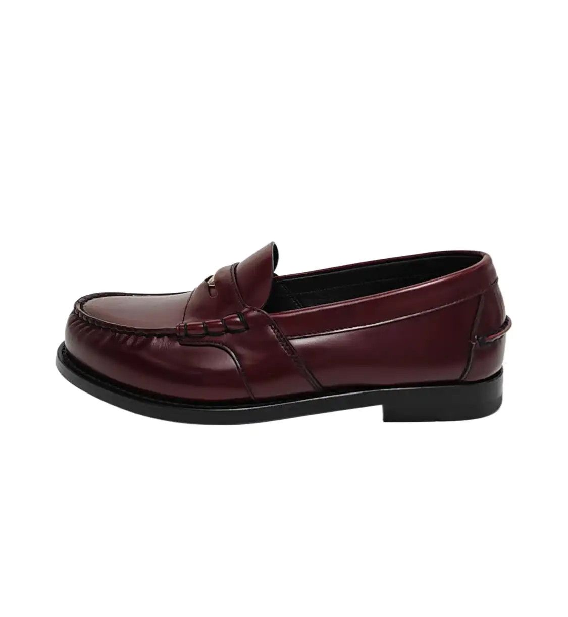 Prada Spring, Autumn Wine Red Leather Men's Low-Top Low-Heel Dress Shoes 41 Lowt, Men's (Size 8)