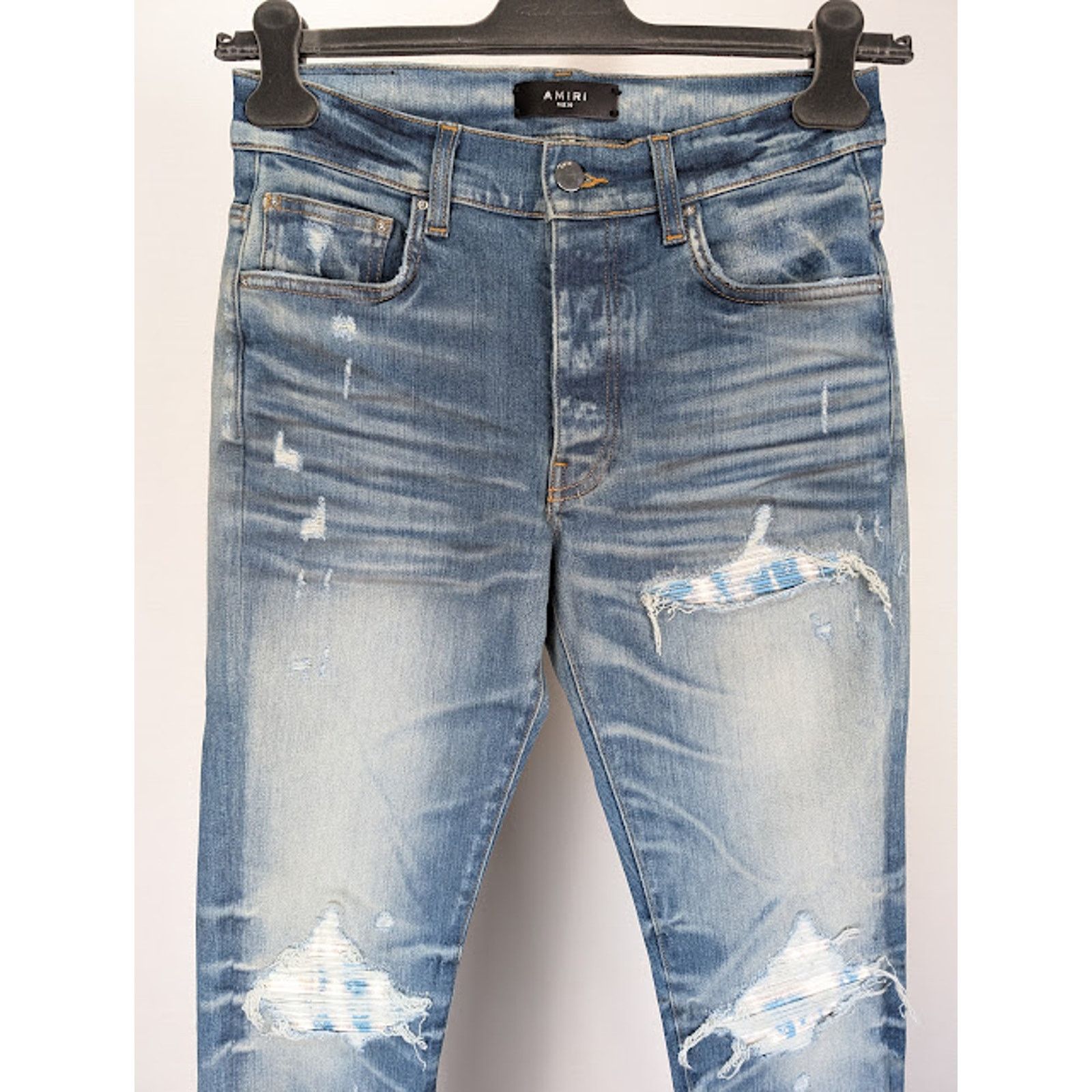 Amiri o1rshd1 Bleached MA Paisley MX1 Jeans Honeycomb Indigo Size US 40 / EU 56 - 3 Thumbnail