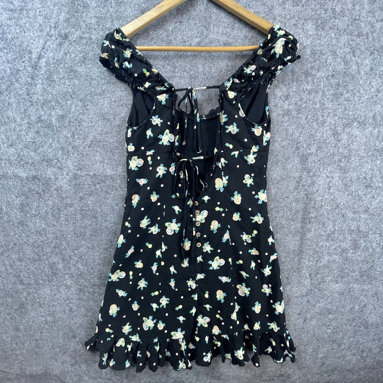 Free People Free People Dress M Black Ruffle Tie Back Picnic Summer Boho Size M / US 6-8 / IT 42-44 - 2 Thumbnail