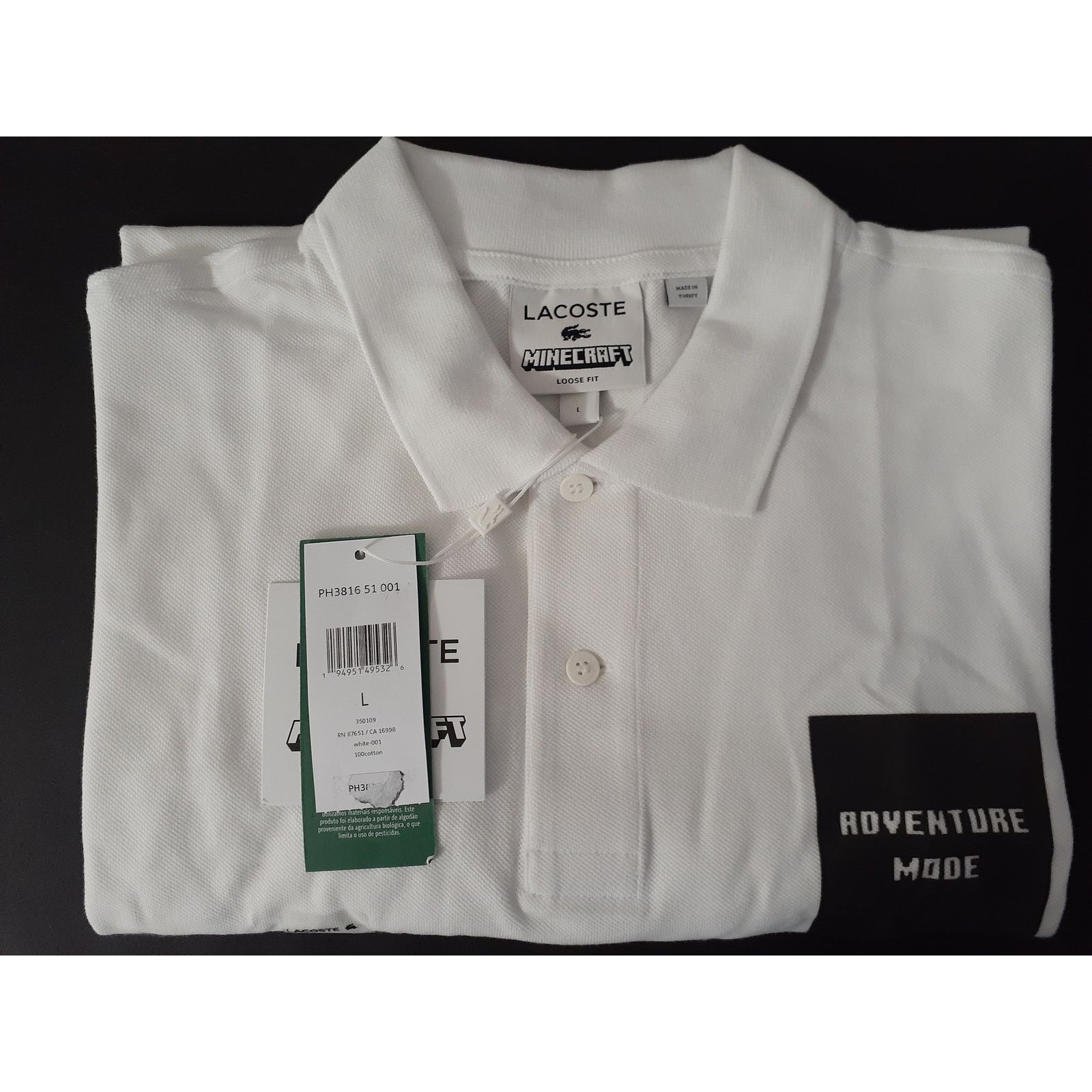 Lacoste Lacoste Live Minecraft Loose Fit Organic Cotton Polo White L Size US L / EU 52-54 / 3 - 2 Thumbnail