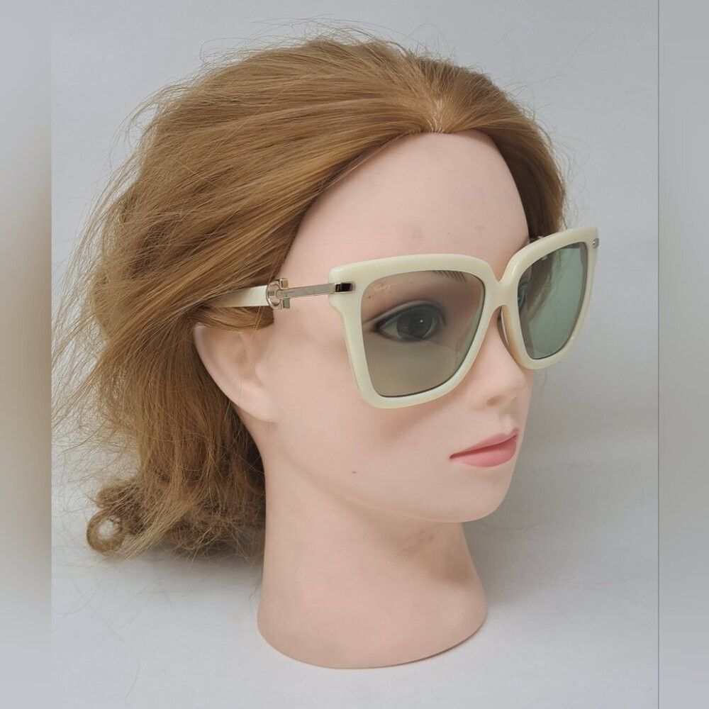Salvatore Ferragamo Salvatore Ferragamo Sunglasses Ivory Cream Green Temple Log Size ONE SIZE - 9 Thumbnail