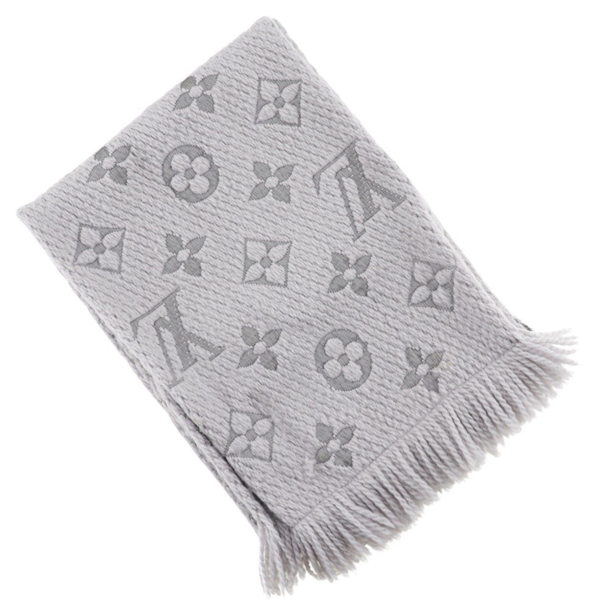 image of Louis Vuitton Escharp Logomania Muffler M74742 Wool Men's Women's I120824073 in Grey
