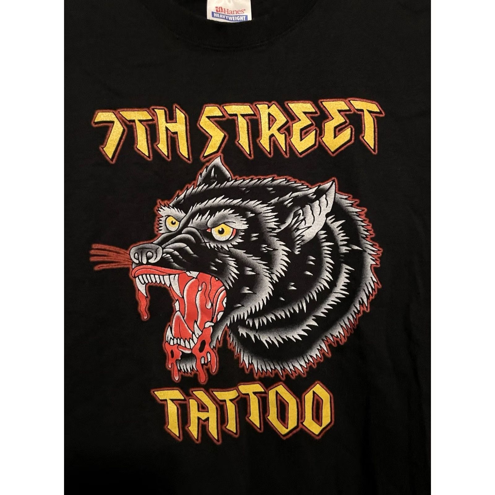 Hanes Vintage 7th Street Tattoo Wolf Shirt Lil Rock Black Size M Hanes Size US M / EU 48-50 / 2 - 2 Thumbnail