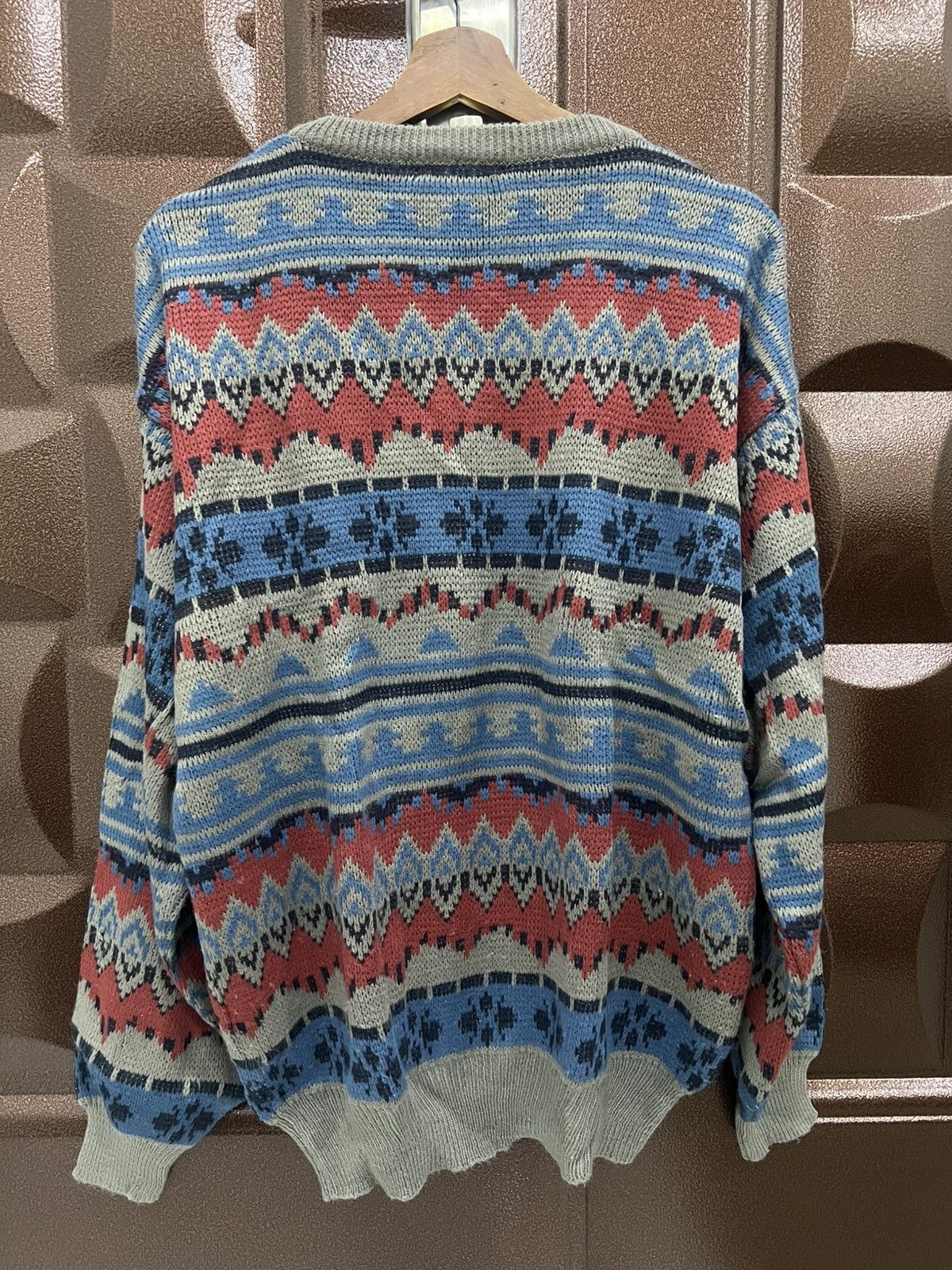Japanese Brand ANDOLO Vintage Geometric Nordic V Neck Pullover Knit Jumper Size US M / EU 48-50 / 2 - 4 Thumbnail