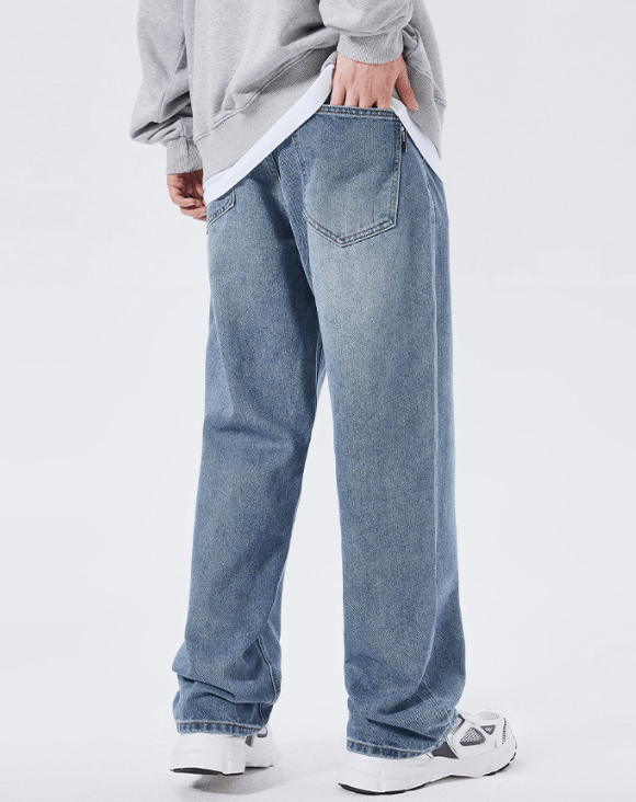 Japanese Brand Blue American street washed loose straight jeans y2k Size US 32 / EU 48 - 4 Thumbnail