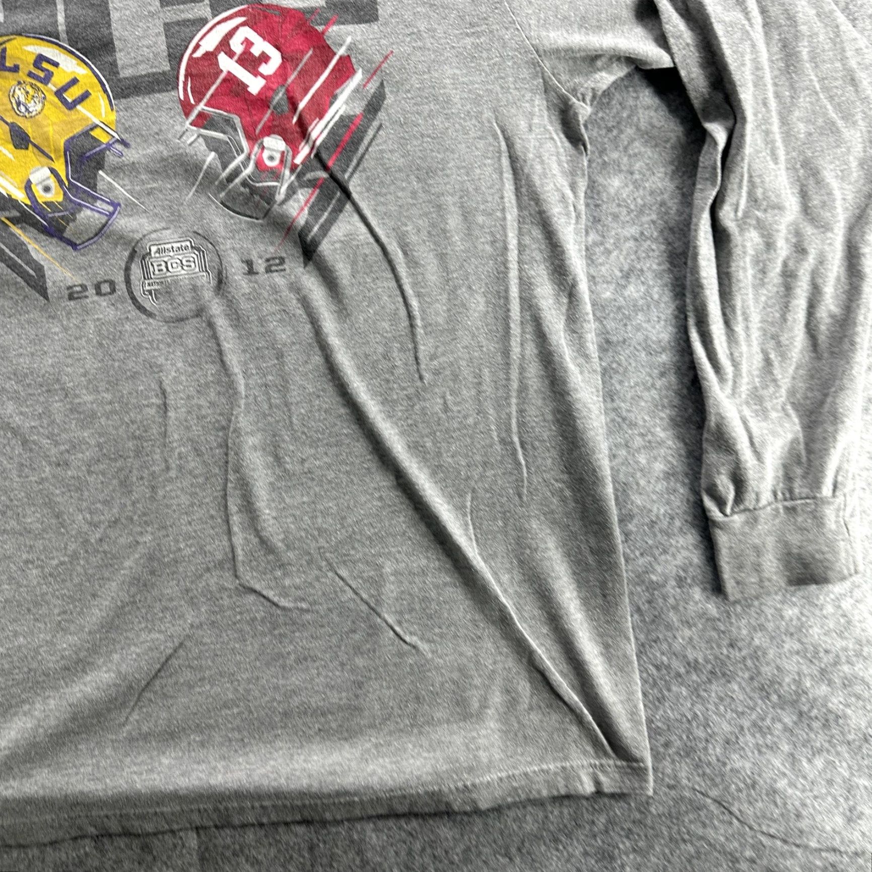 Nike VINTAGE Nike NCAA Football Shirt Men Large Gray LSU Tigers vs Alabama Crimson Tide 2012 BCS National Championship Size US L / EU 52-54 / 3 - 6 Thumbnail