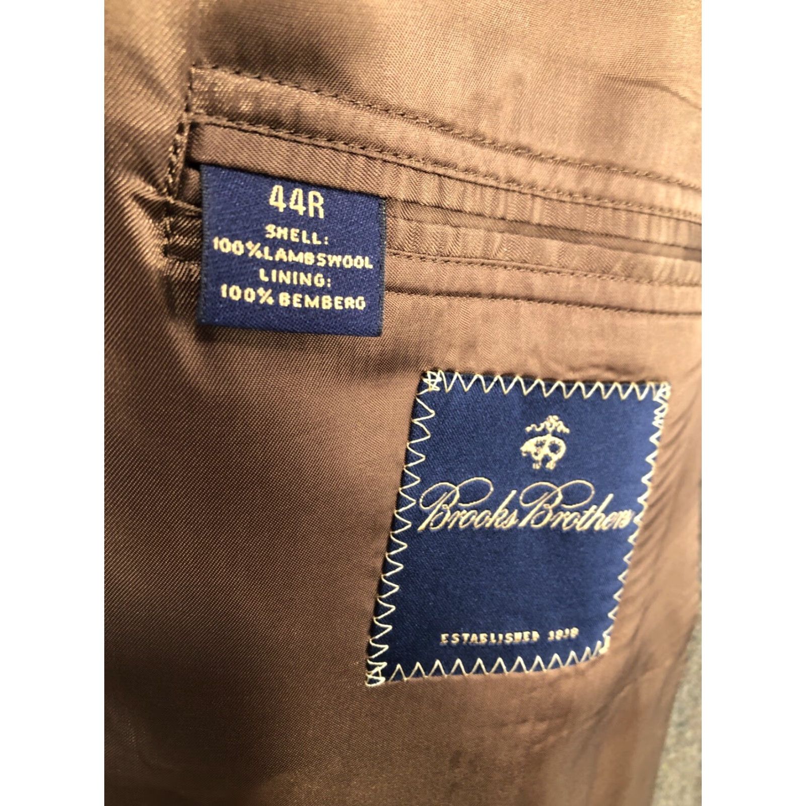 Brooks Brothers Brooks Brothers Blazer Mens 44R Lambswool Brown Blazer Jacket 100% Lambswool EXCELLENT J10 Size 44R - 7 Thumbnail