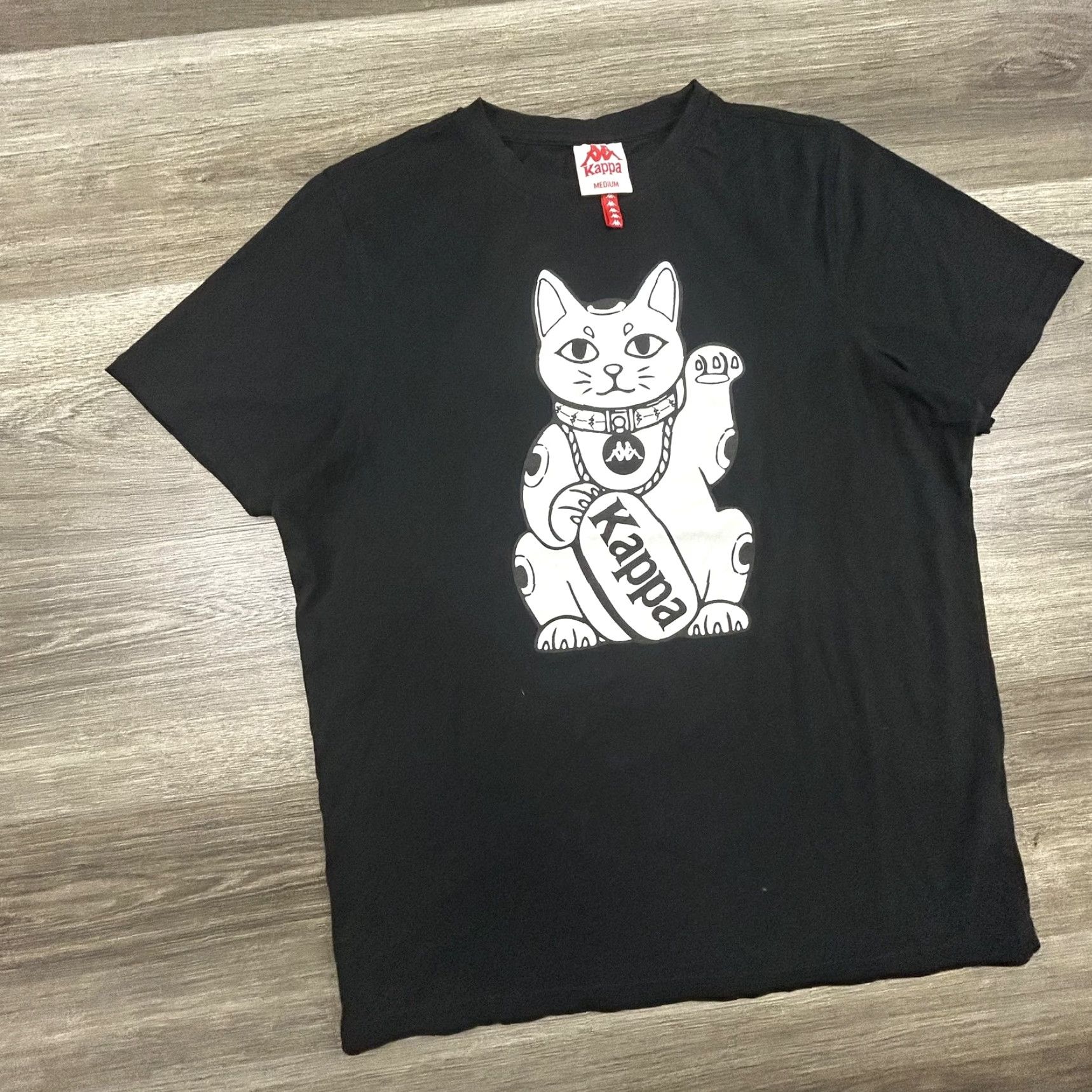 Kappa VINTAGE Kappa Mens Shirt M Black Lucky Cat Maneki Neko Japan Graphic Streetwear Crew Neck Short Sleeve Medium Mens Size US M / EU 48-50 / 2 - 3 Thumbnail