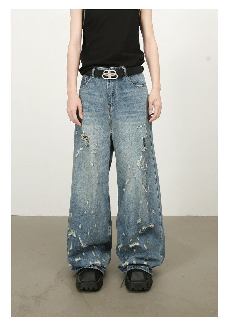 Japanese Brand × Jean American washed distressed men's loose wide-leg jeans Size US 32 / EU 48 - 1 Thumbnail