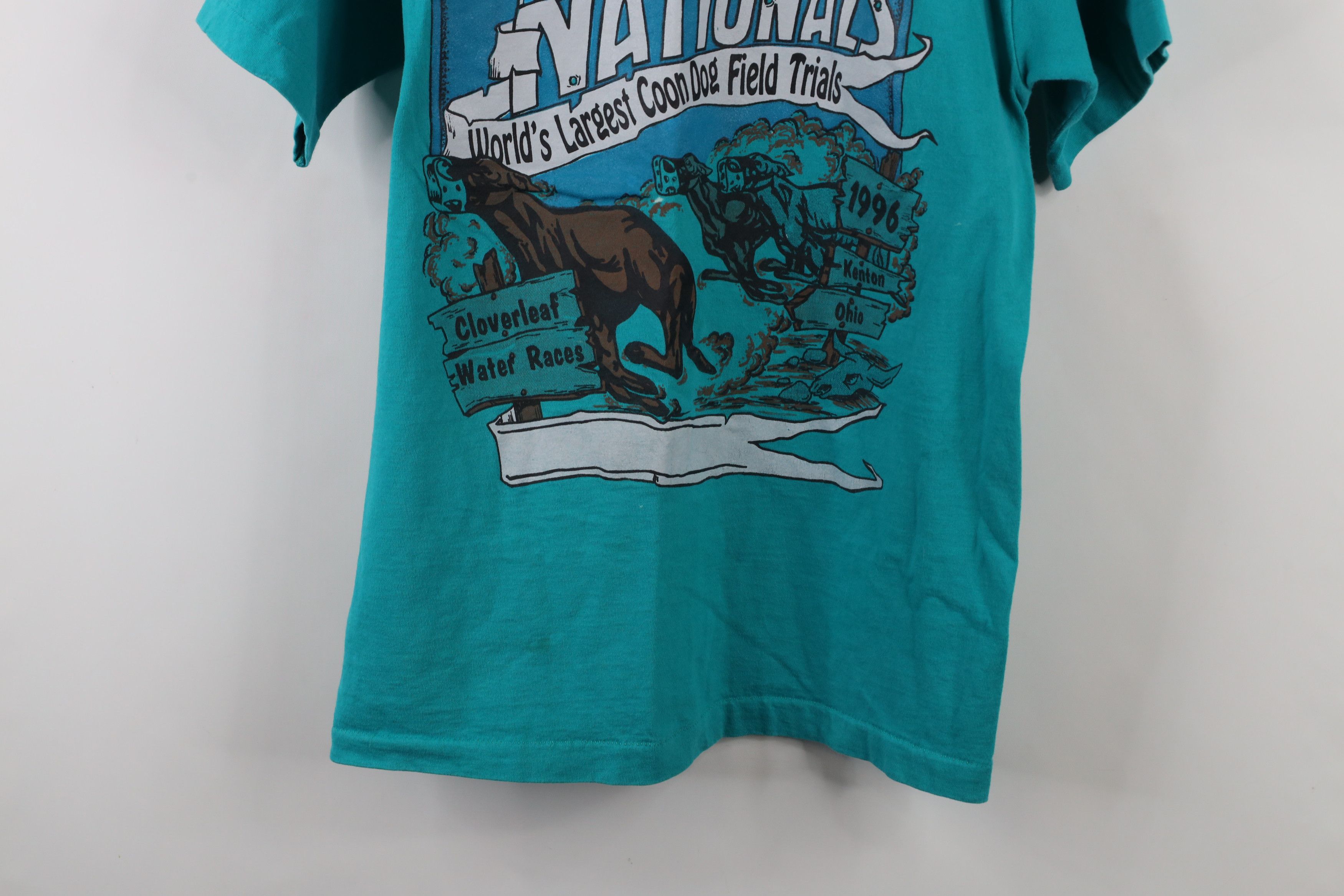 Vintage Vintage 90s Nationals Coon Dog Field Trials T-Shirt Teal USA Size US L / EU 52-54 / 3 - 3 Thumbnail