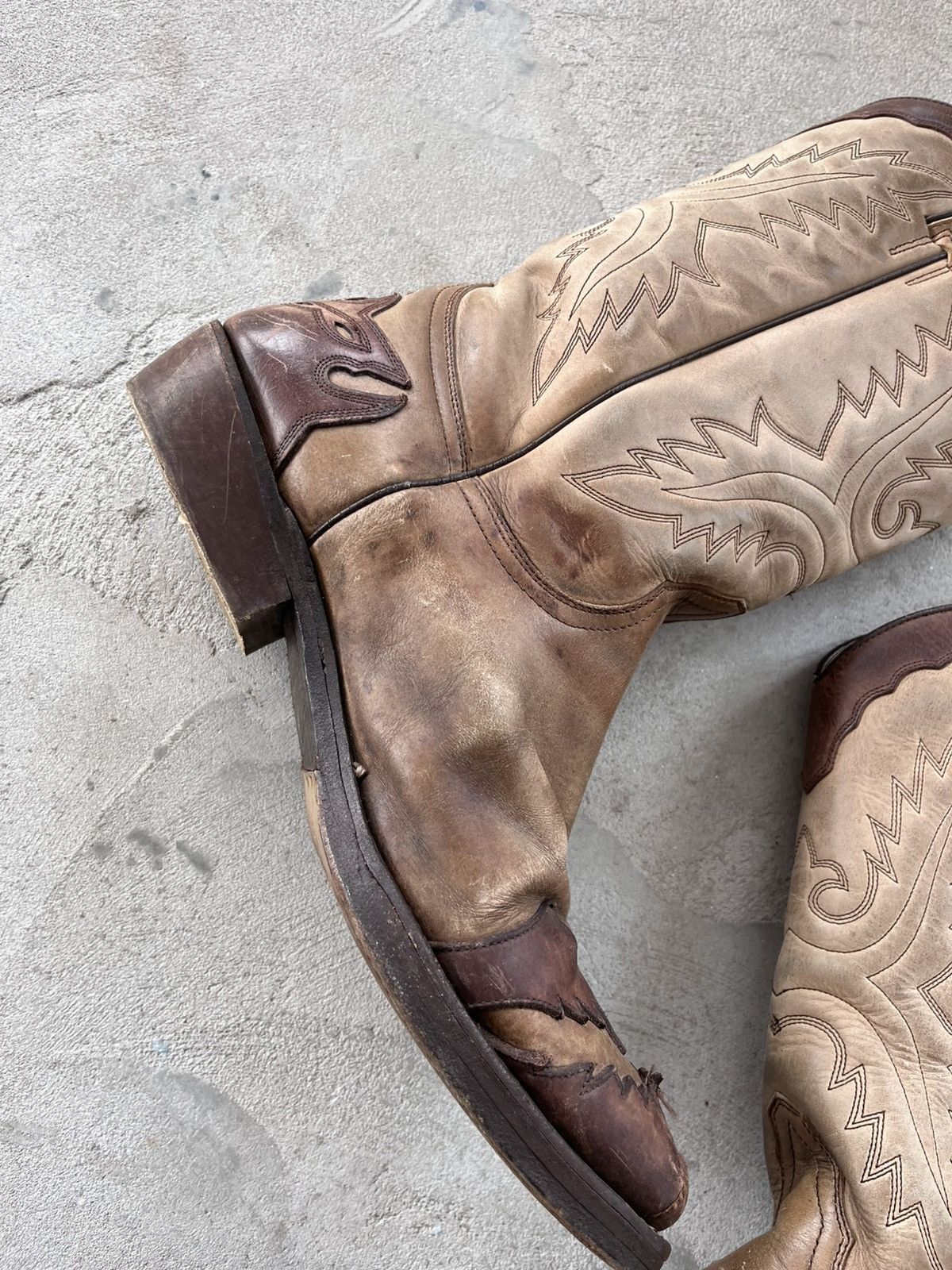 Cowboy Equipment Vintage Sancho Leather Western Cowboy Boots Rare AvantGarde Size US 8 / EU 41 - 11 Thumbnail