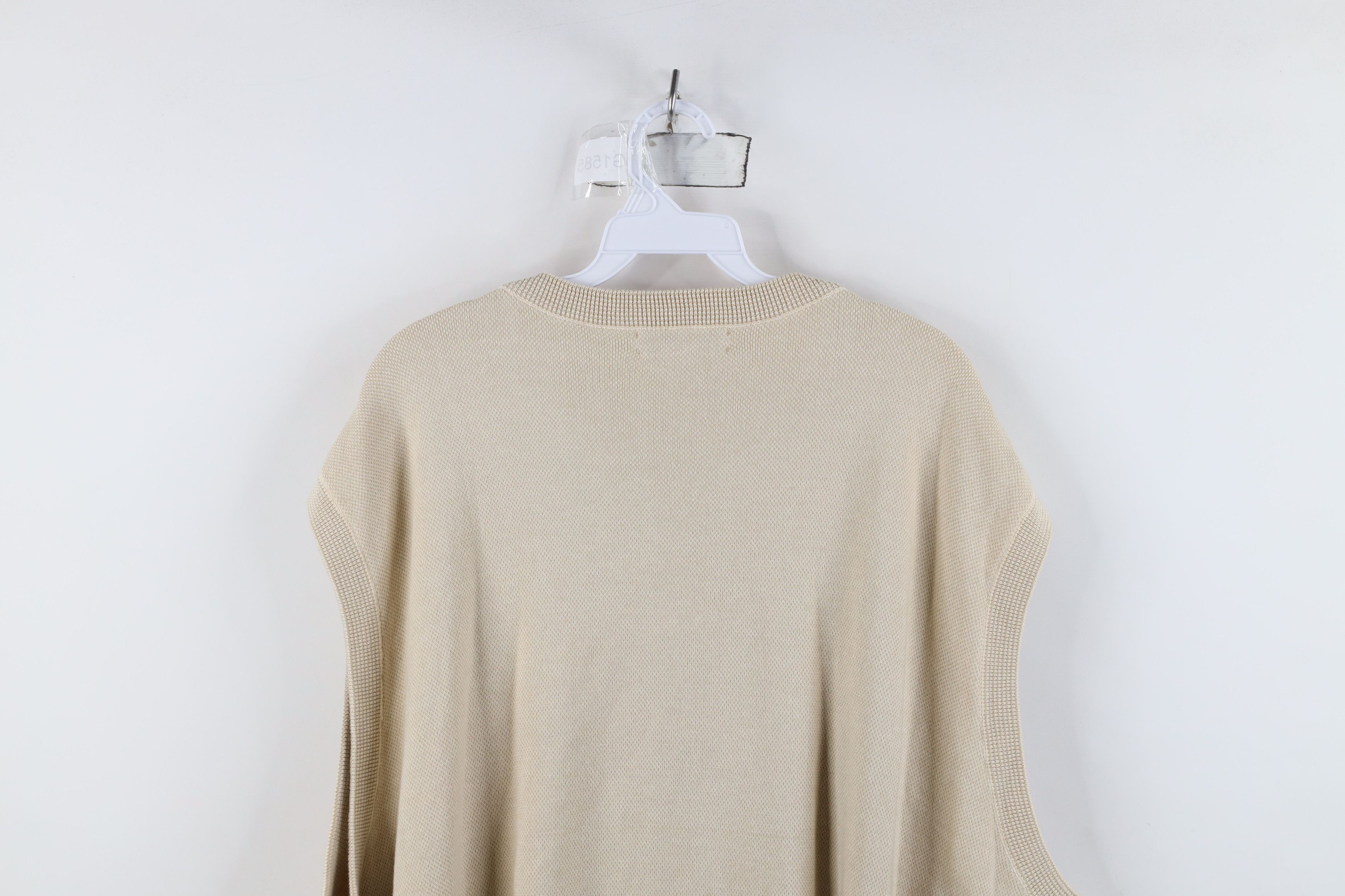 Vintage Vintage 90s Streetwear Thermal Knit Sweater Vest Beige Size US XXL / EU 58 / 5 - 9 Thumbnail