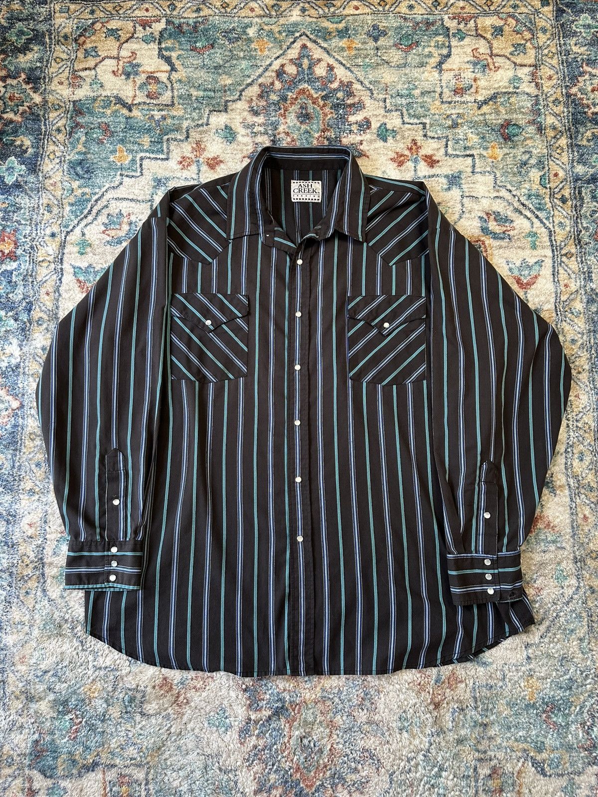 Vintage Vintage Ash Creek Trading Pin Striped Pearl Snap Shirt Size US XXL / EU 58 / 5 - 1 Thumbnail