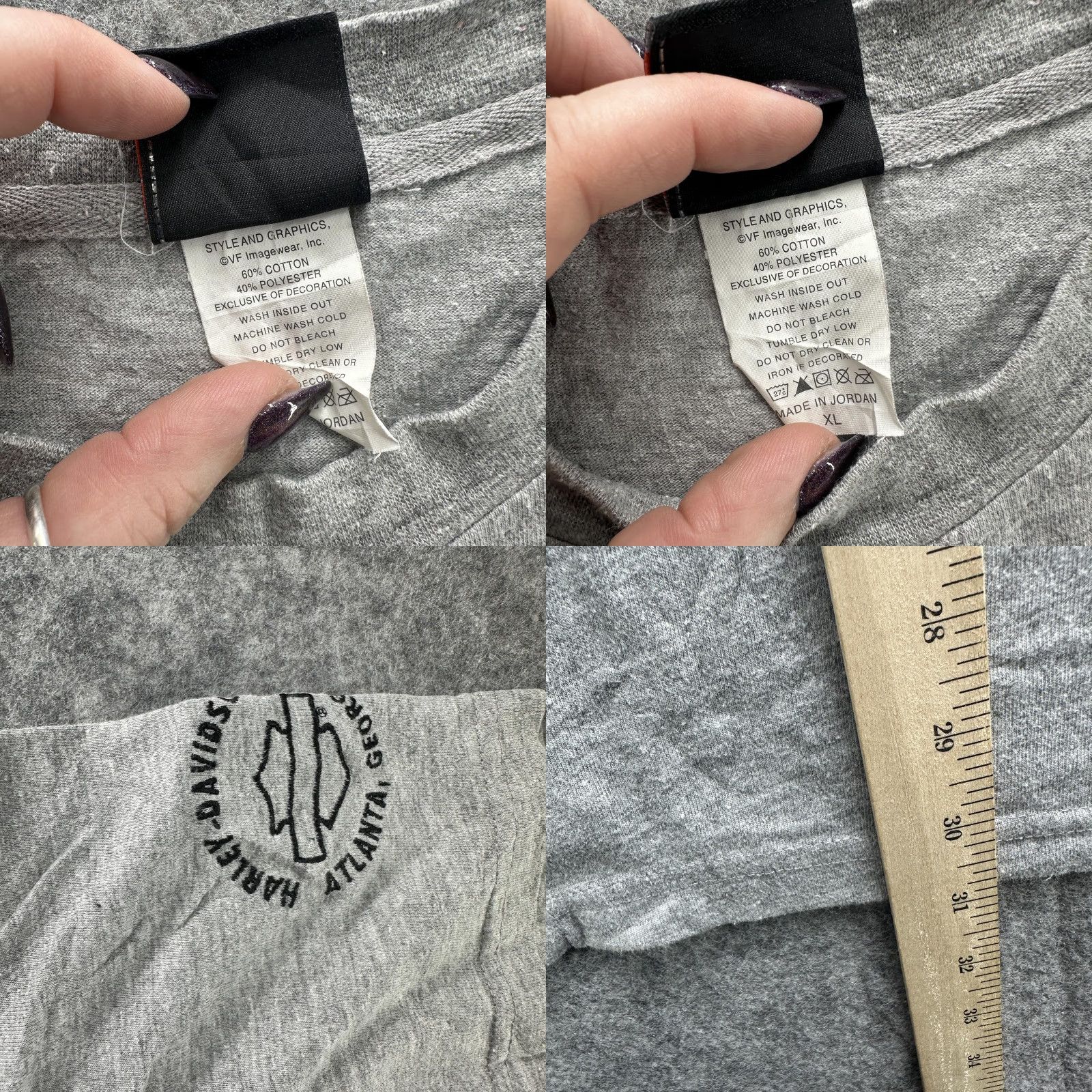 Harley Davidson VINTAGE/ Harley-Davidson Shirt Mens XL Gray Atlanta Georgia Bar Shield Tee Motorcycle Biker Logo Size US XL / EU 56 / 4 - 8 Thumbnail