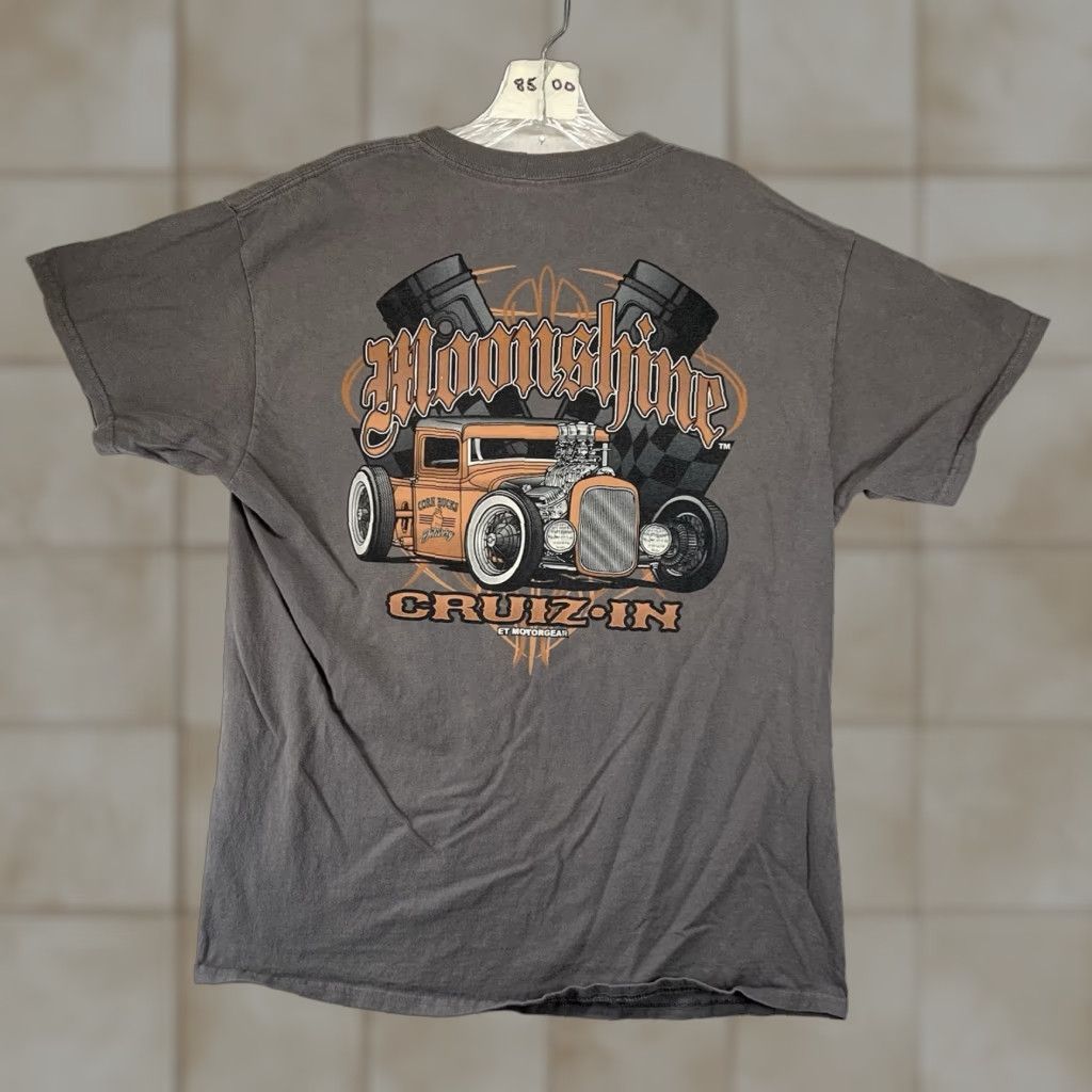 Gildan VINTAGE Gildan Moonshine Drag Racing T-Shirt Adults Large Gray Graphic Print 2000s Mens Size US L / EU 52-54 / 3 - 1 Thumbnail