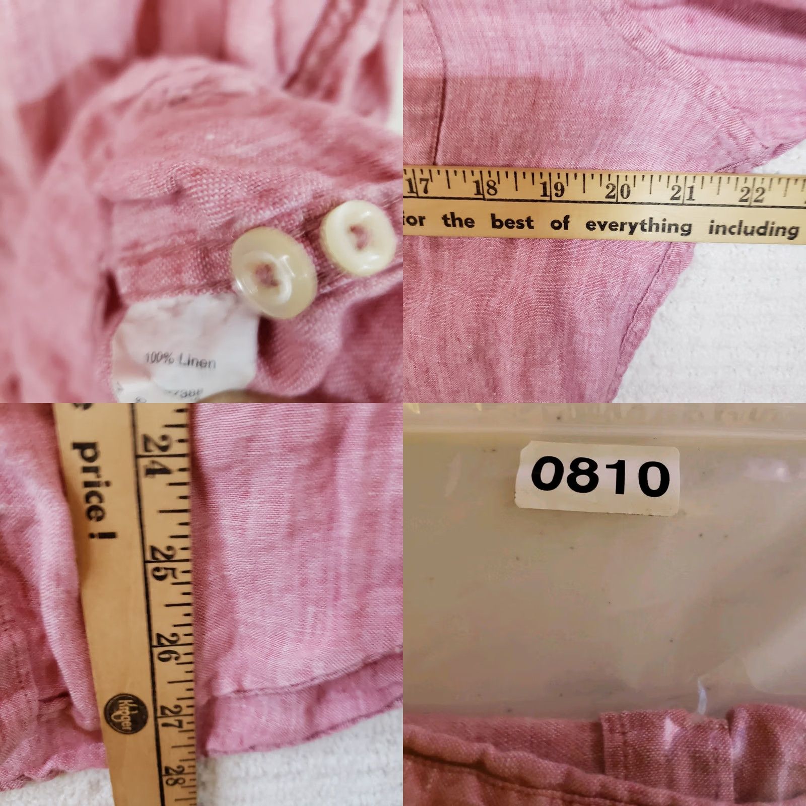 J.Crew J. Crew Shirt Mens L Pink Slim Fit 100% Linen Short Sleeve Button-Up Collared N/A Size US L / EU 52-54 / 3 - 9 Thumbnail