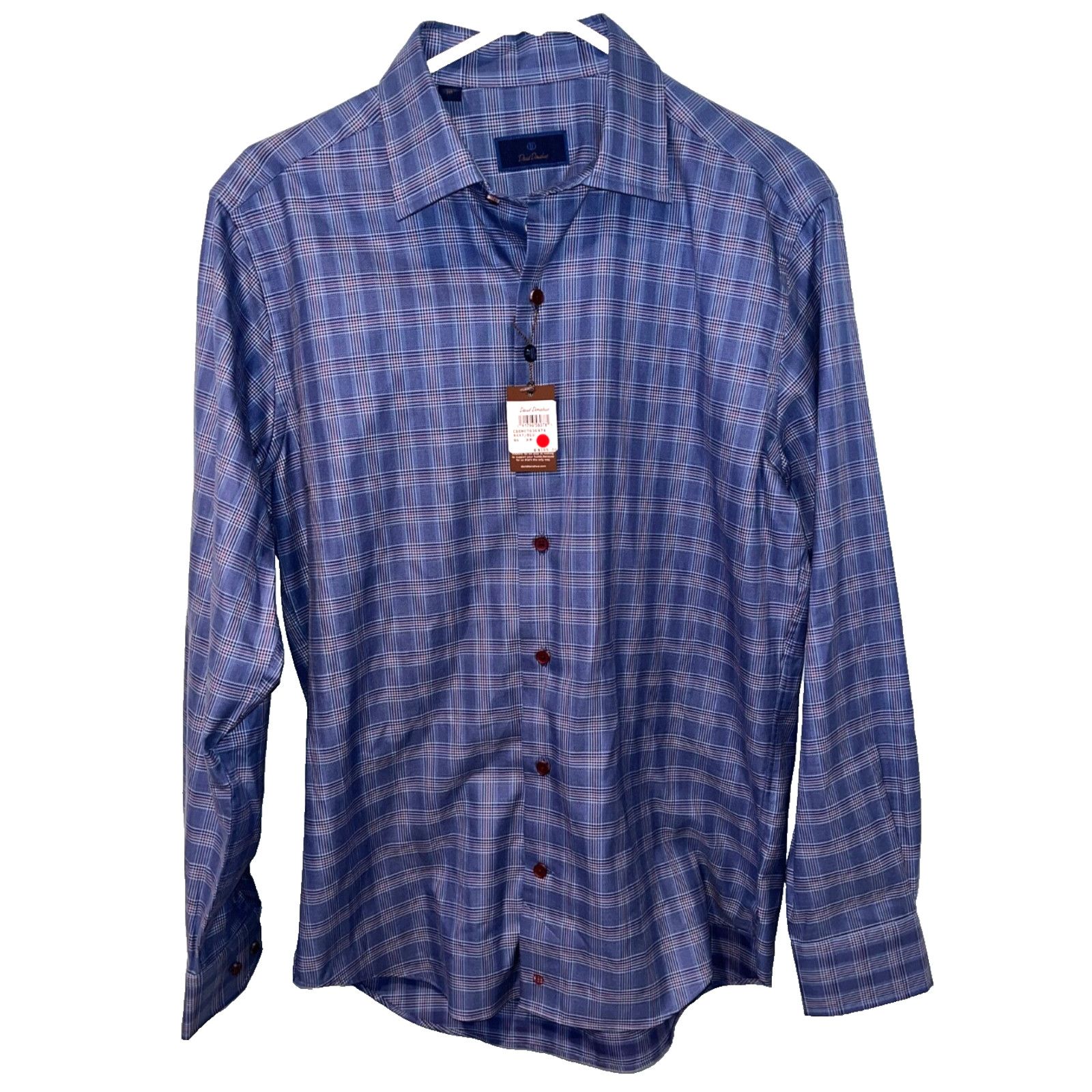 David Donahue David Donahue Dobby Fine Check Dress Shirt Navy Blue Men's M Size US M / EU 48-50 / 2 - 2 Thumbnail