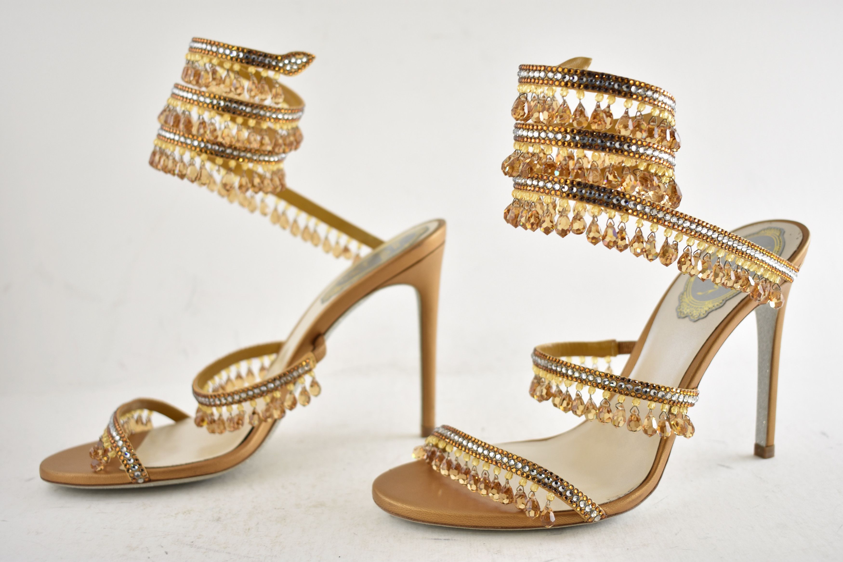 Rene Caovilla Chandelier Amber Strappy Ankle Wrap Sandal Heel Pump 36 Size US 6 / IT 36 - 13 Thumbnail