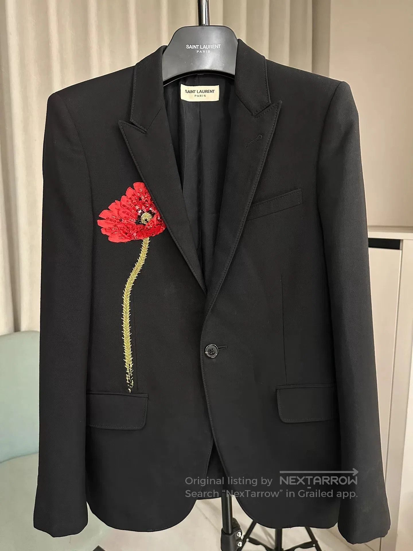 Saint Laurent Paris Saint Laurent Floral Embellished Blazer. Size US XS / EU 42 / 0 - 1 Thumbnail