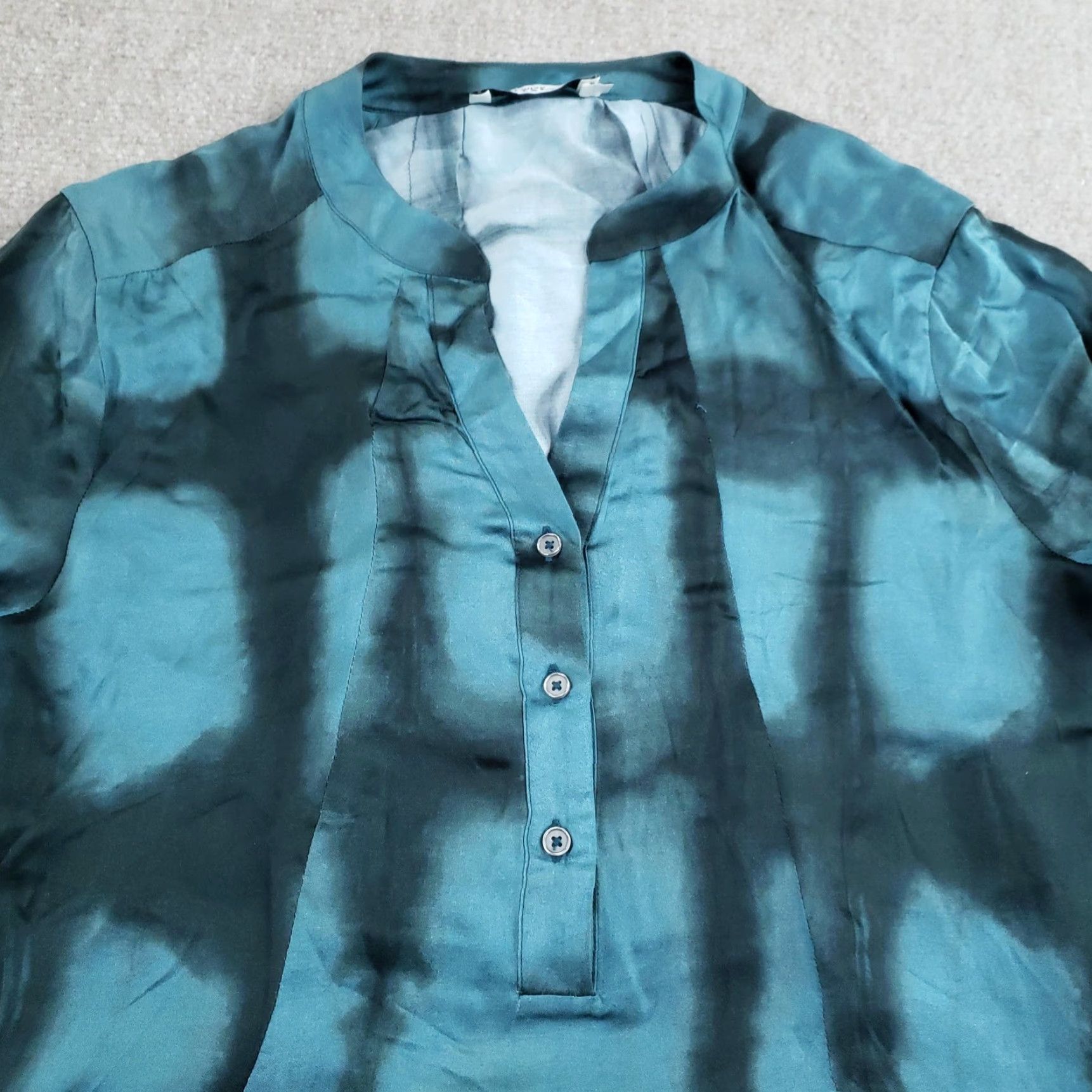 Vintage 0039 Italy Shirt Dress Womens Medium Blue Tie Dye Viscose Henley Ester Boho Size M / US 6-8 / IT 42-44 - 7 Thumbnail