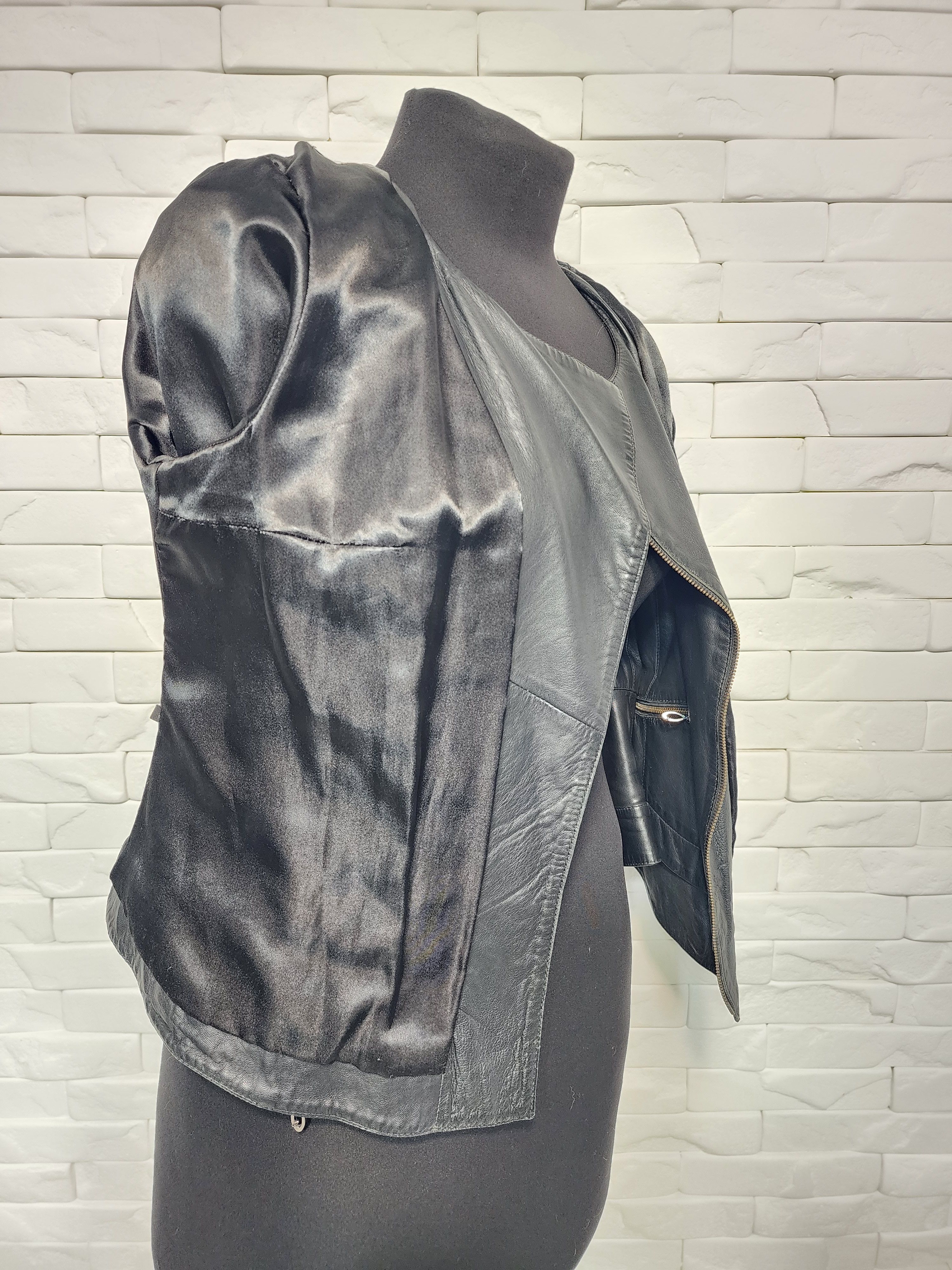Designer Black Genuine Leather Jacket Size M / US 6-8 / IT 42-44 - 9 Thumbnail