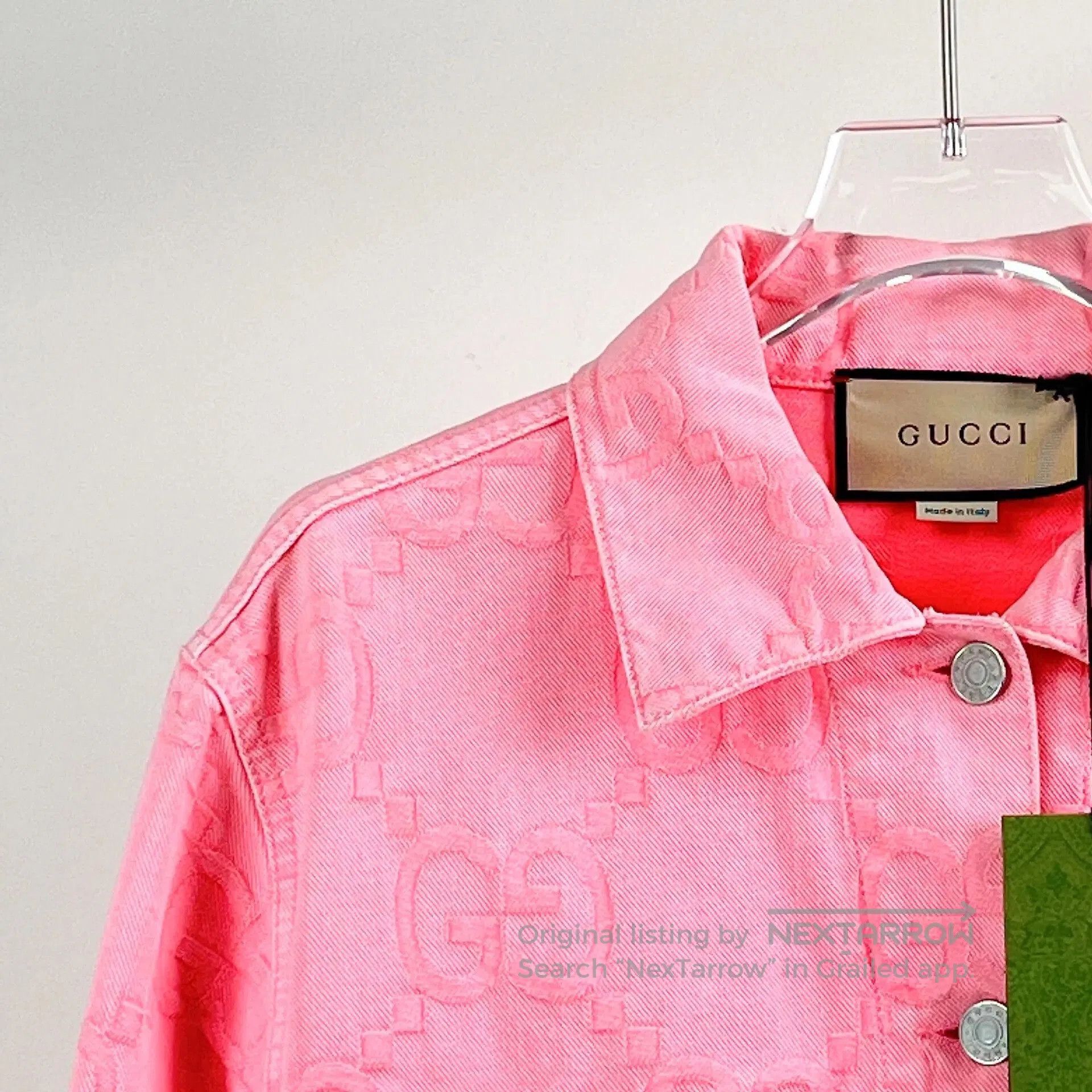 Gucci Gucci Pink Logo Print Denim Jacket. Size S / US 4 / IT 40 - 4 Thumbnail