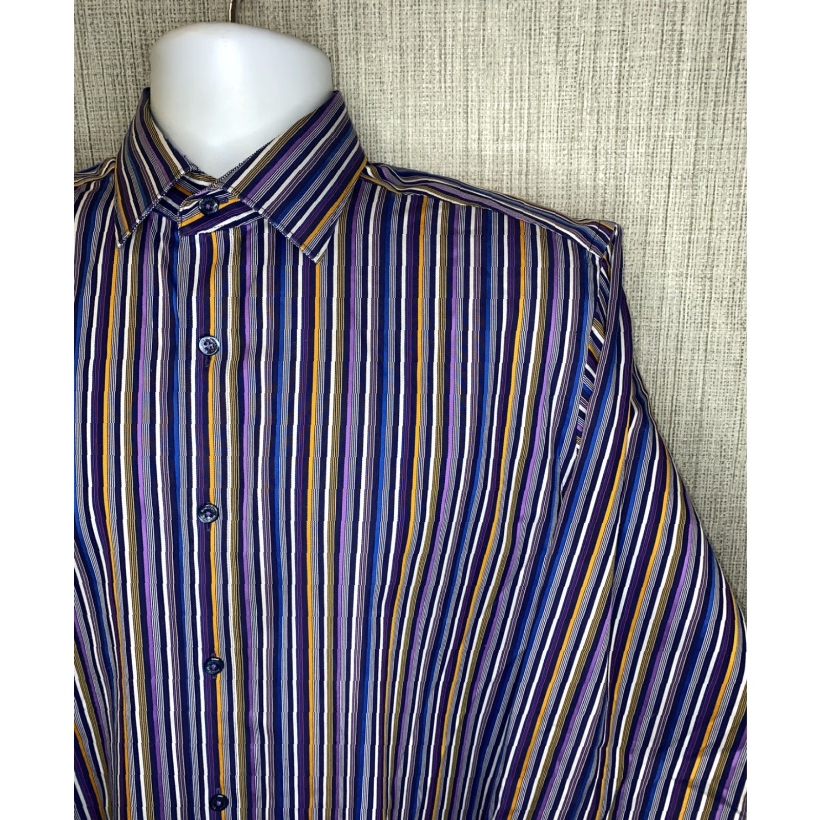 BUGATCHI Bugatchi Uomo Shirt Mens Button Front Long Sleeve Striped Multi Color Size M Size US M / EU 48-50 / 2 - 2 Thumbnail