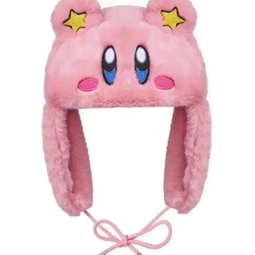 Japanese Brand Vintage Anime Pink Kirby Ushanka Autumn Winter Warm Hat Size ONE SIZE - 1 Thumbnail