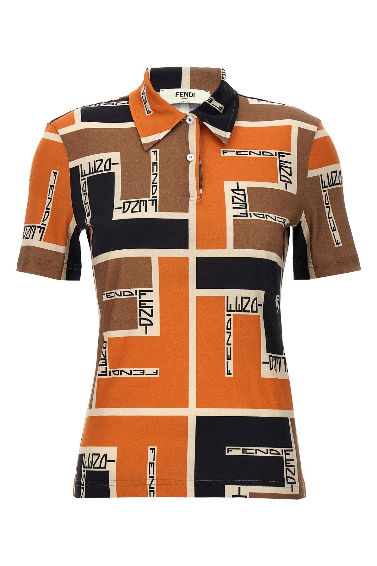 image of Fendi 'maxi Ff Puzzle' Polo Shirt, Women's (Size XS)