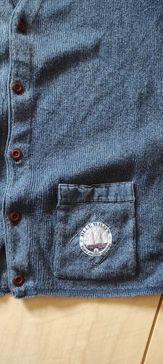 Vintage Blue Willis Spectacular Indigo Jean Denim Cable Cardigan XL Size US L / EU 52-54 / 3 - 10 Thumbnail