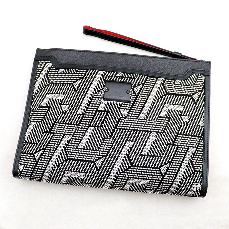 image of Christian Louboutin Crystal Skypouch in Black, Women's