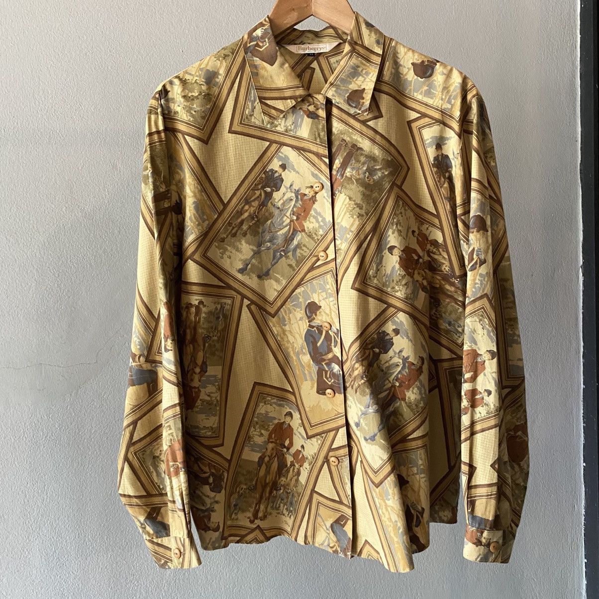 Burberry Burberry Vintage gold Equestrian Print Shirt Size L / US 10 / IT 46 - 3 Thumbnail