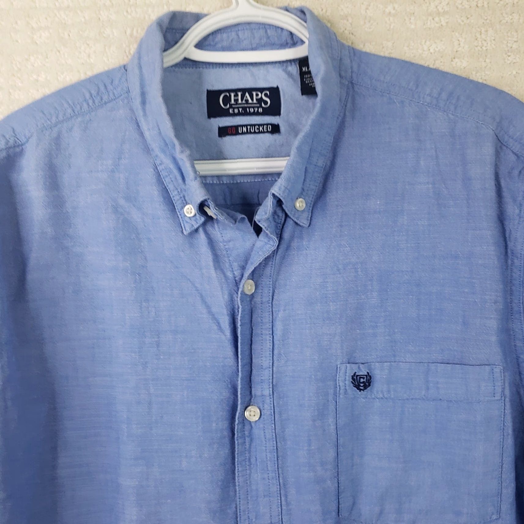 Chaps CHAPS Button-Down Shirt XL Blue Easy Care Long Sleeve Shirt with Pockets Size US XL / EU 56 / 4 - 3 Thumbnail