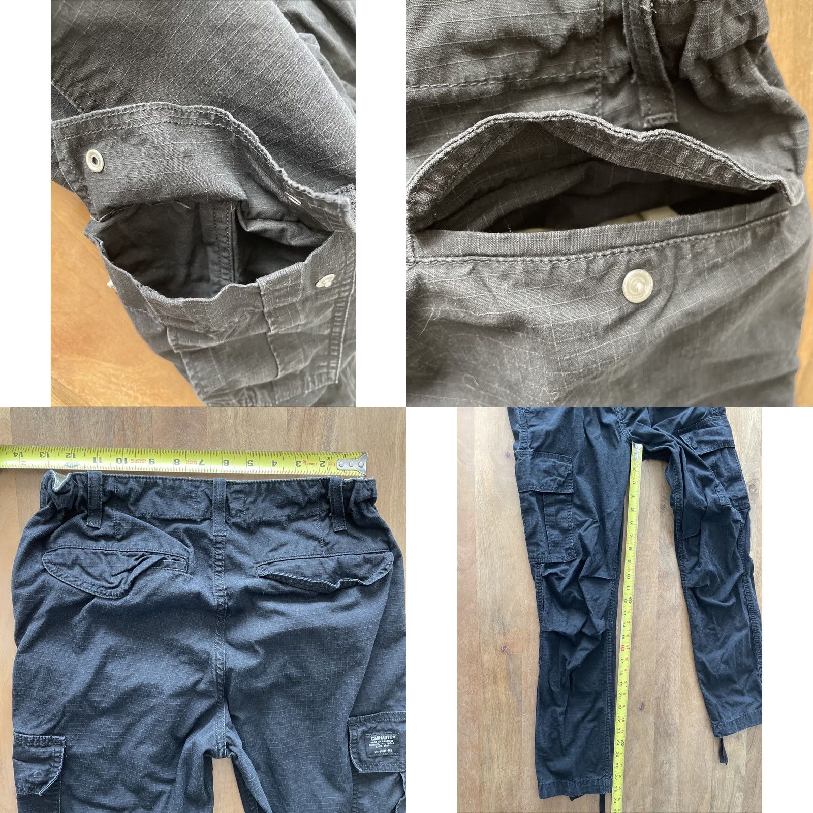 Carhartt VINTAGE Carhartt Work In Progress Cymbal Cargo Pants Womens 25x28 Black Straight Ripstop Size 42" / US 20 - 8 Thumbnail