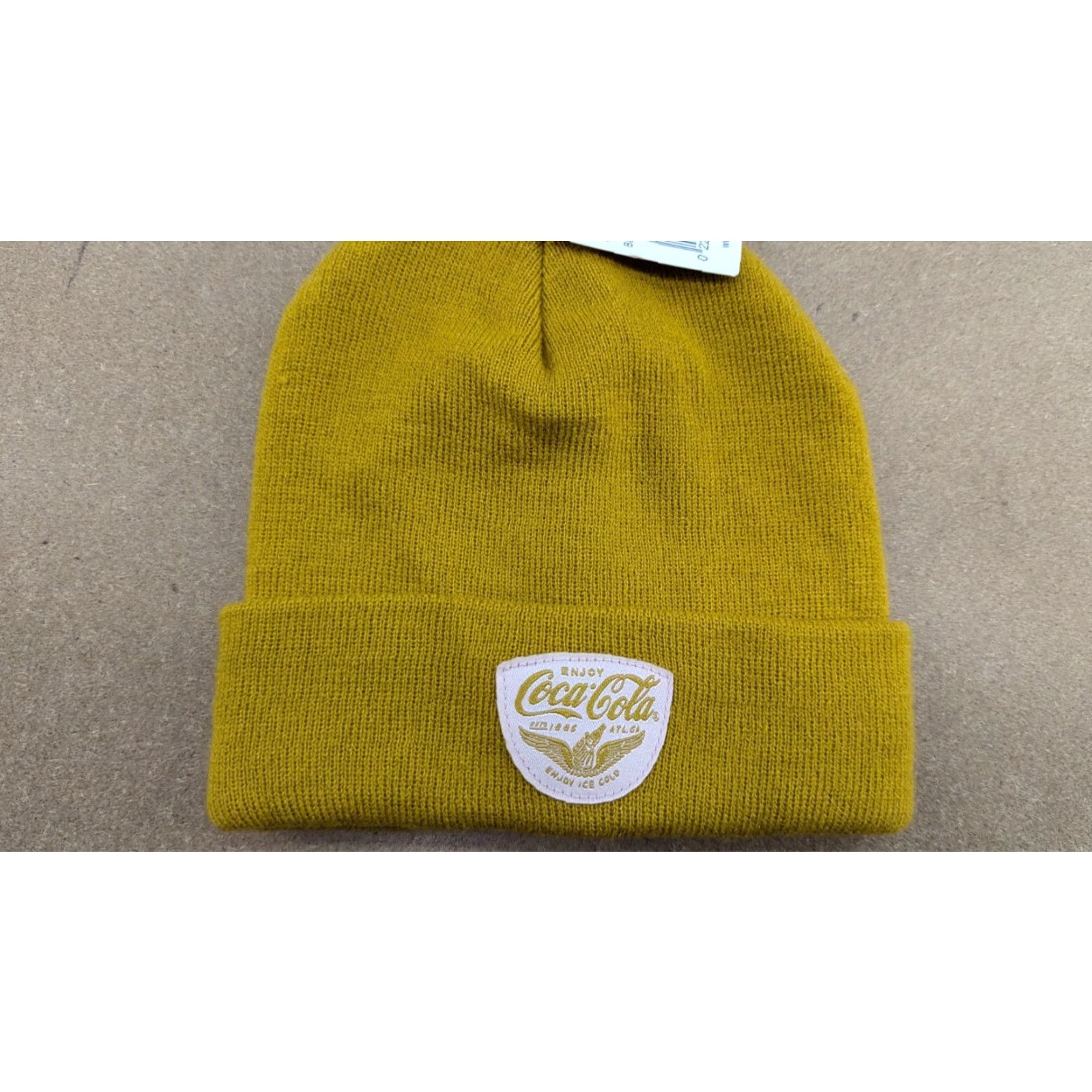 Vintage Coca-Cola Yellow Beanie Hat One Size Stretch Unisex Adults Acrylic Knit Size ONE SIZE - 4 Thumbnail