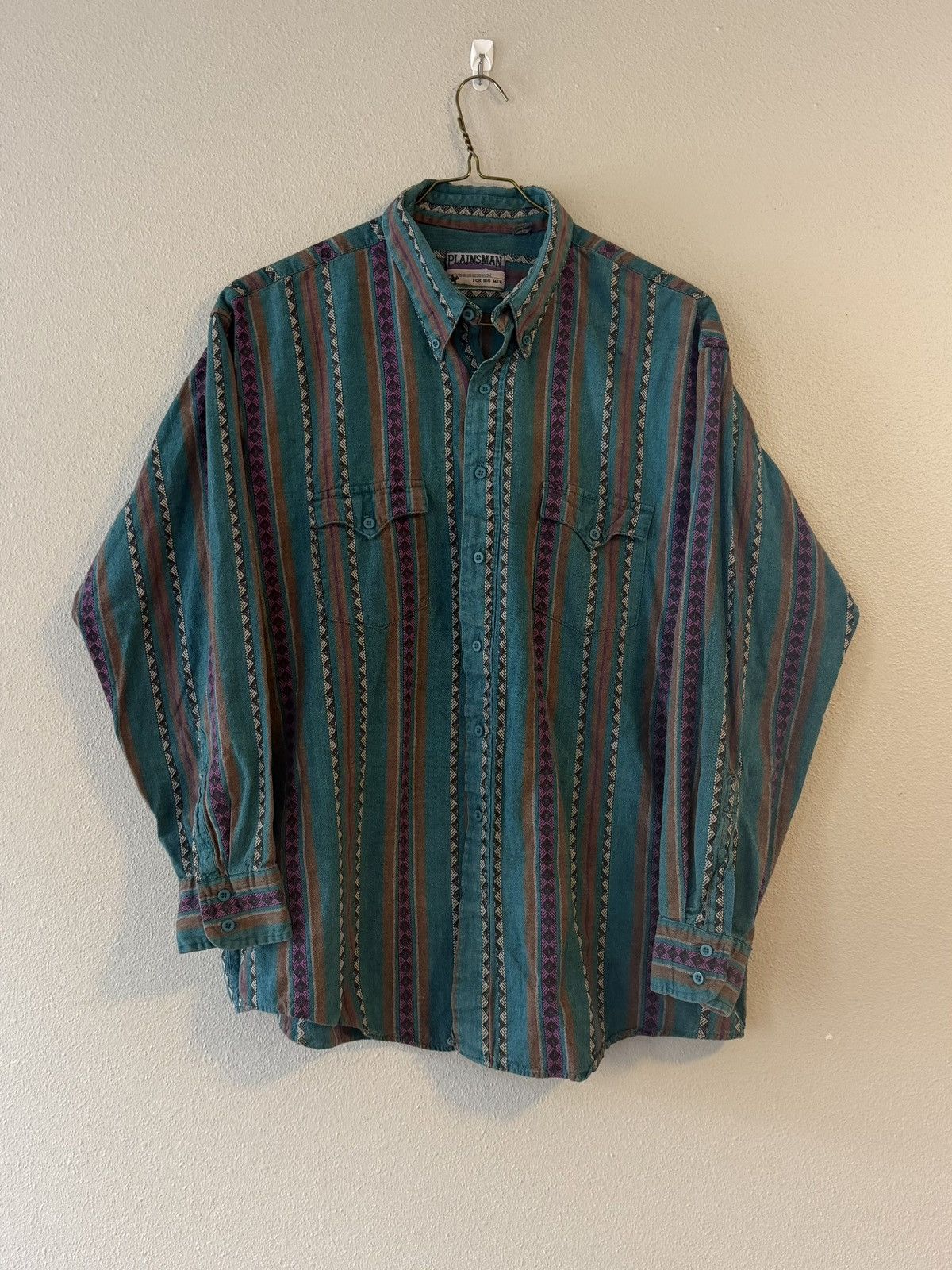 Vintage vtg 90s aztec vertical striped button down shirt Size US XL / EU 56 / 4 - 1 Thumbnail