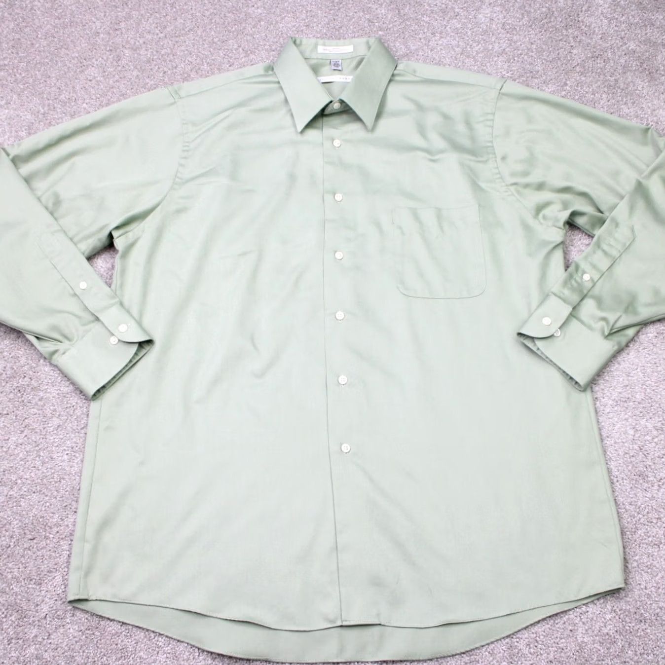 Geoffrey Beene Geoffrey Beene Shirt Mens XL Green 17, 34/35 Green Sateen Wrinkle Free L/S Dress Shirt Button Collar Collared 55% Cotton 45% Polyester Vintage: No Size US XL / EU 56 / 4 - 4 Thumbnail