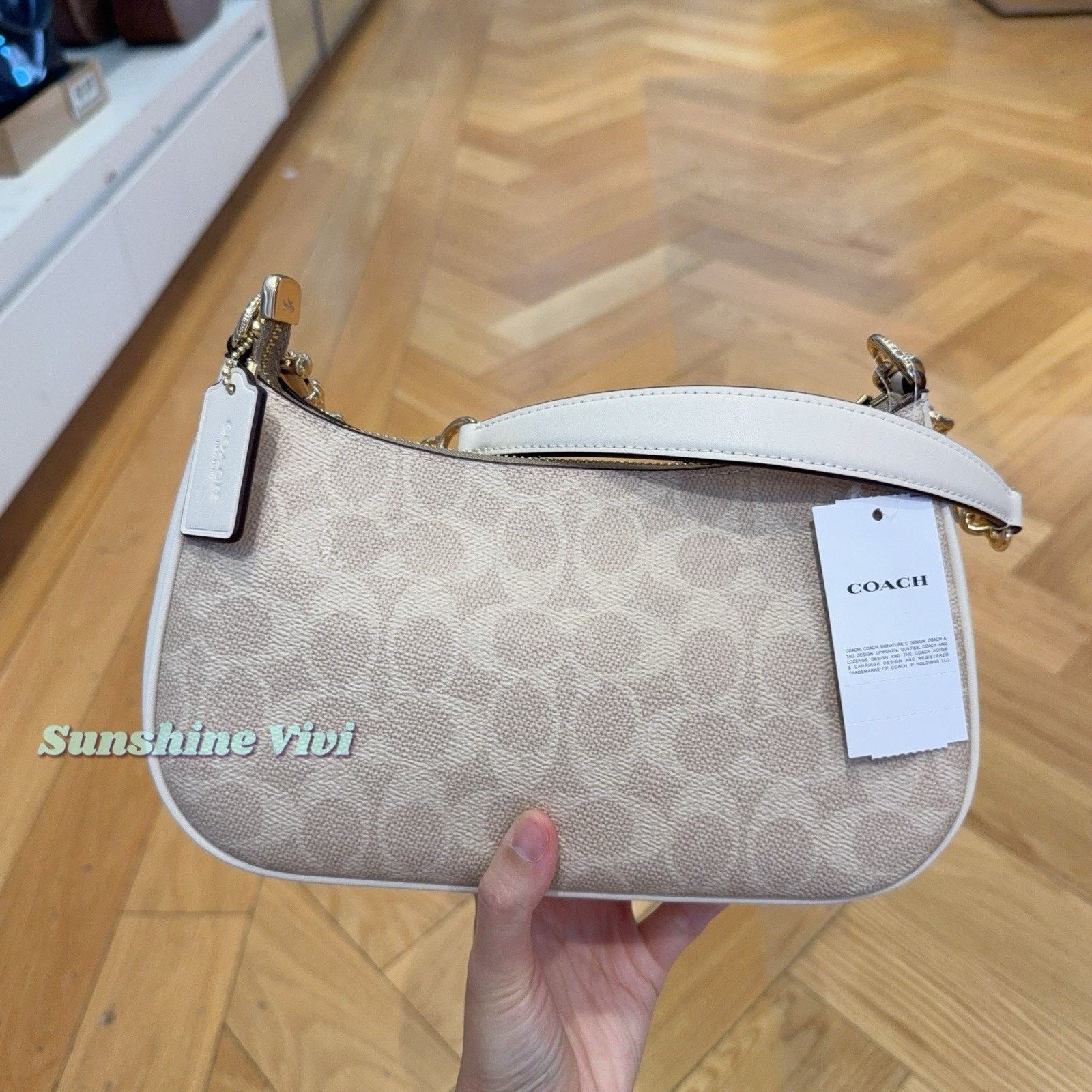 Coach NWT Coach Teri Shoulder Bag Signature Canvas CV933 Chalk Size ONE SIZE - 5 Thumbnail