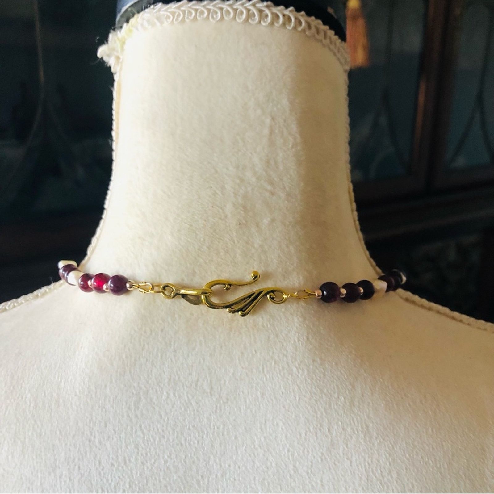 Handmade Handcrafted elegant genuine almandine garnet pearl necklace Size ONE SIZE - 6 Thumbnail