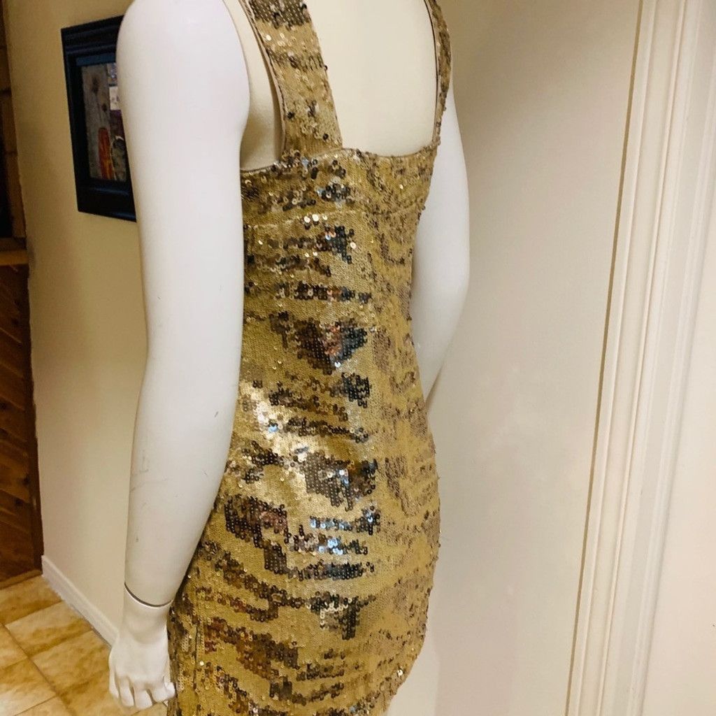 Rachel Zoe Rachel Zoe Gold Sequinned Halter Dress Size M Size M / US 6-8 / IT 42-44 - 5 Thumbnail