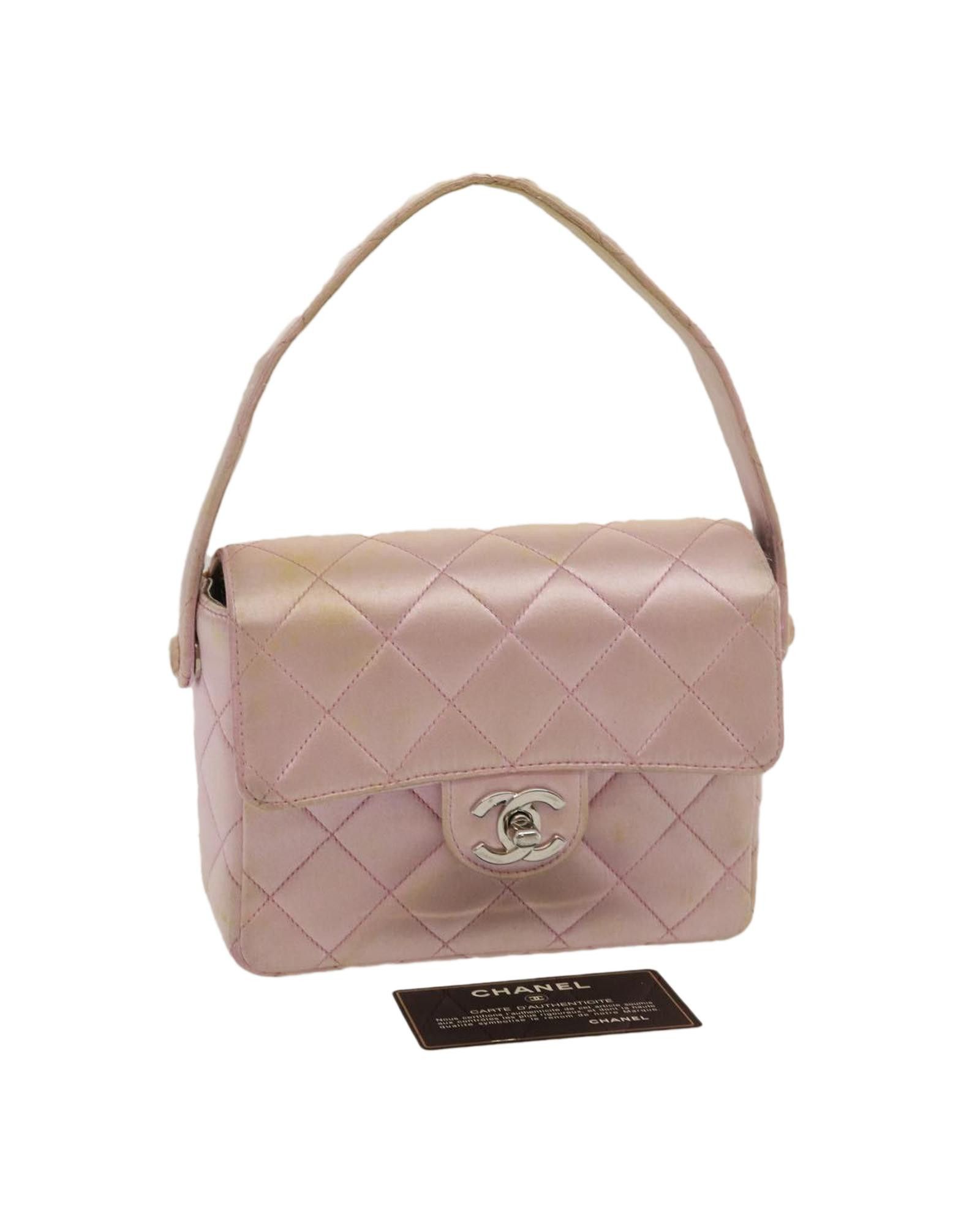 image of Luxurious Chanel Silk Hand Bag in Pink, Women's