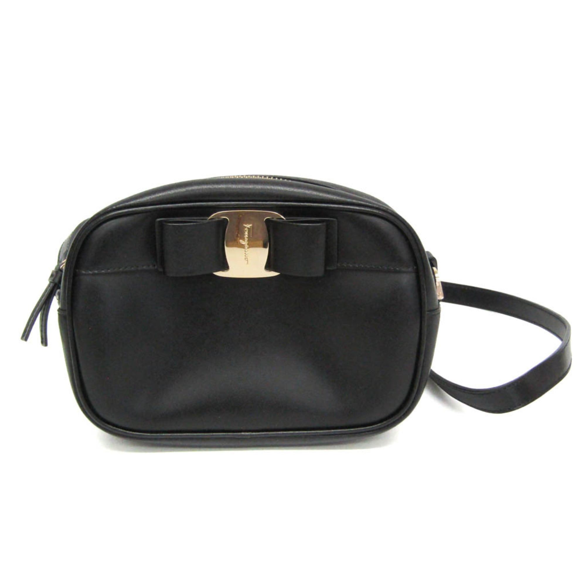 Salvatore Ferragamo Salvatore Ferragamo Vara AU-21 H498 Women's Leather Shoulder Bag Black Size ONE SIZE - 1 Thumbnail