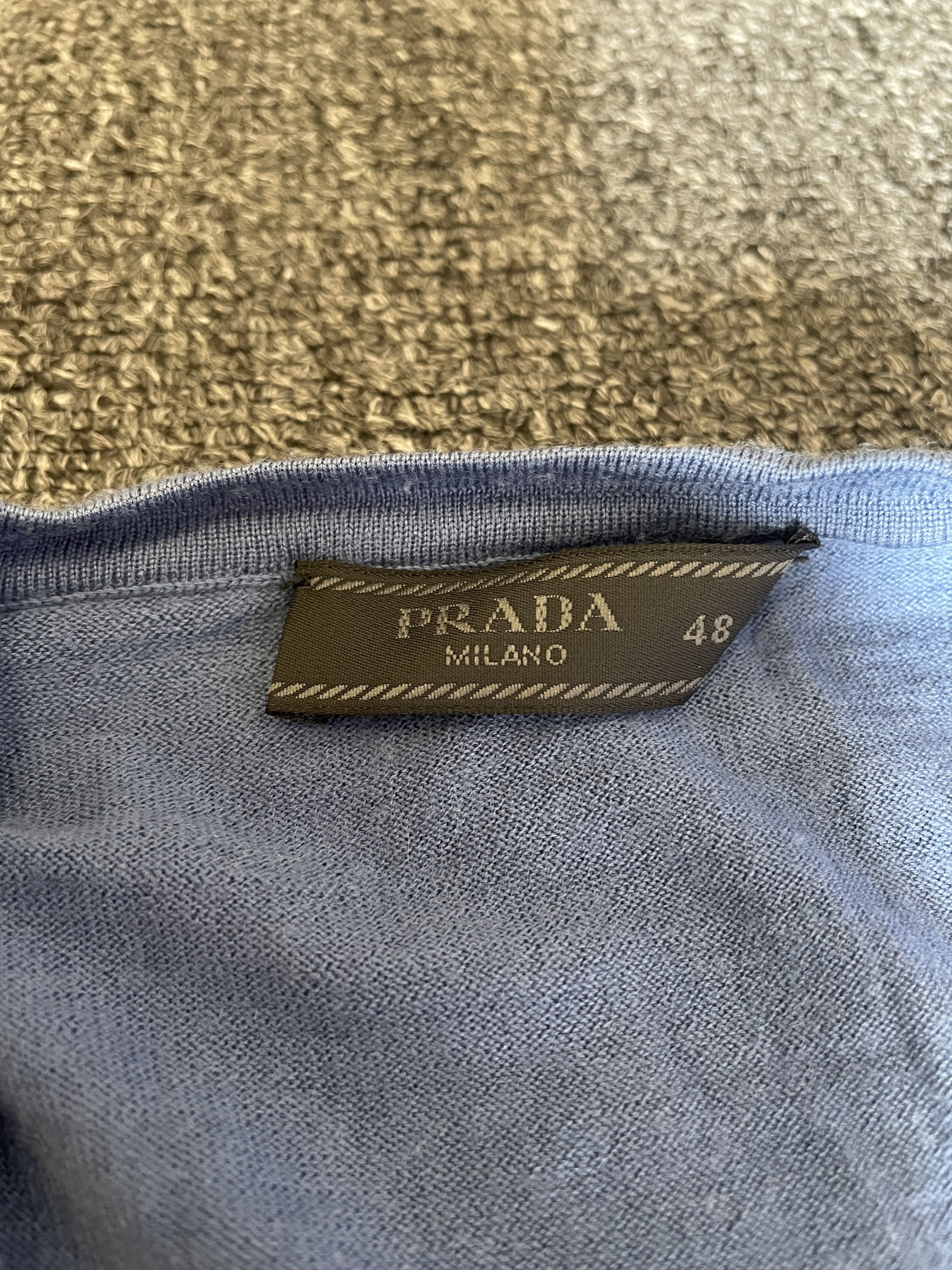 Prada Prada Blue V-Neck Wool Sweater Size 48/M Size US M / EU 48-50 / 2 - 3 Thumbnail